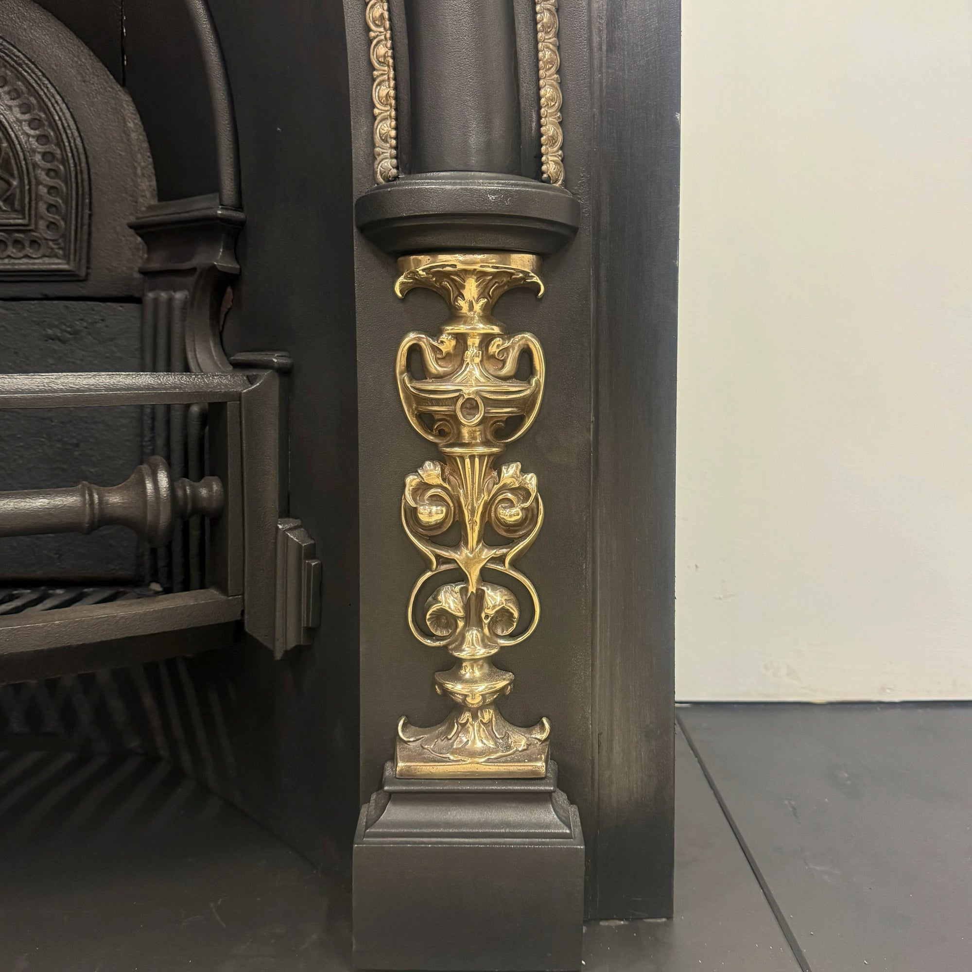 Antique Victorian Arched Cast Iron Insert with Brass | The Architectural Forum