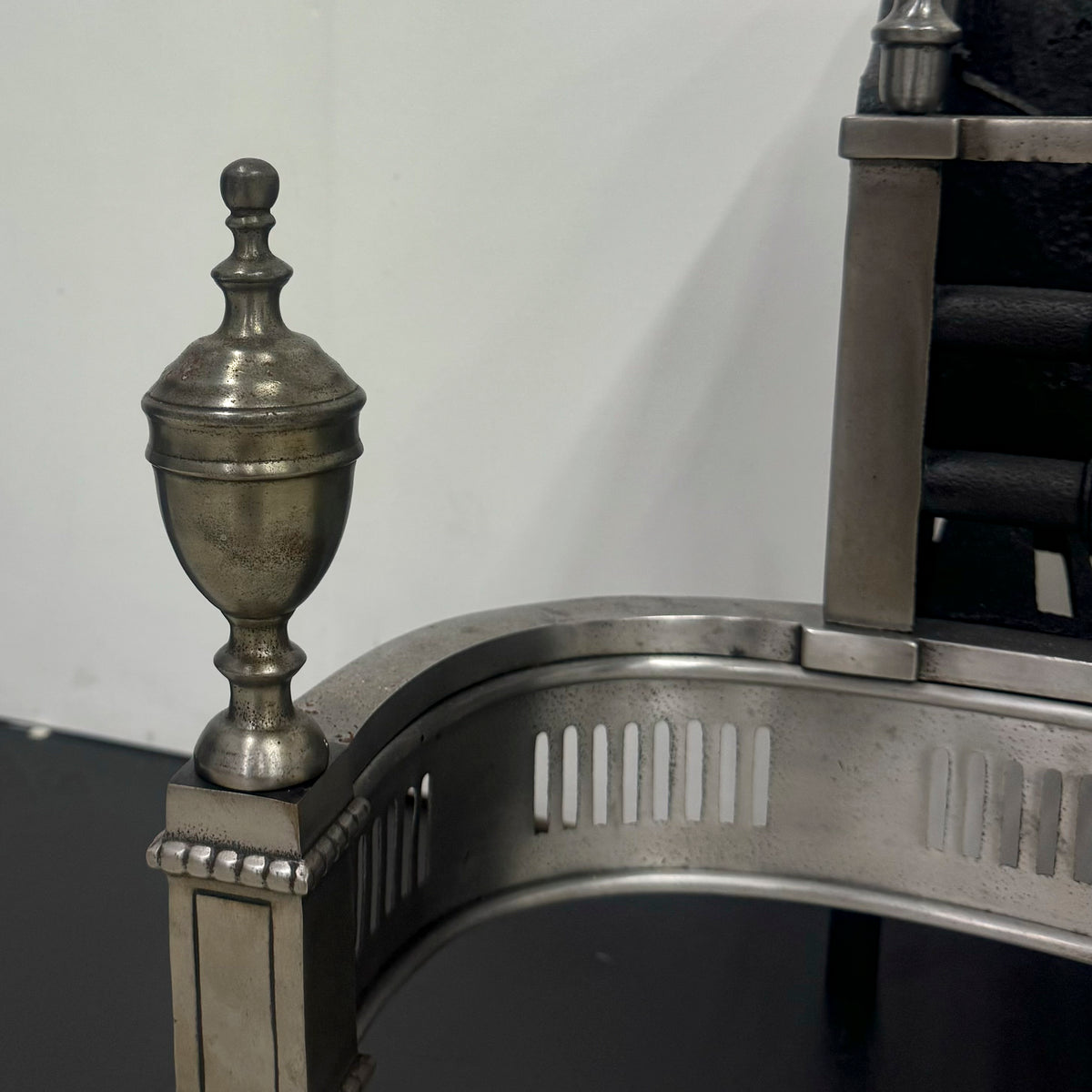 Neoclassical Cast Iron and Polished Steel Firebasket | The Architectural Forum