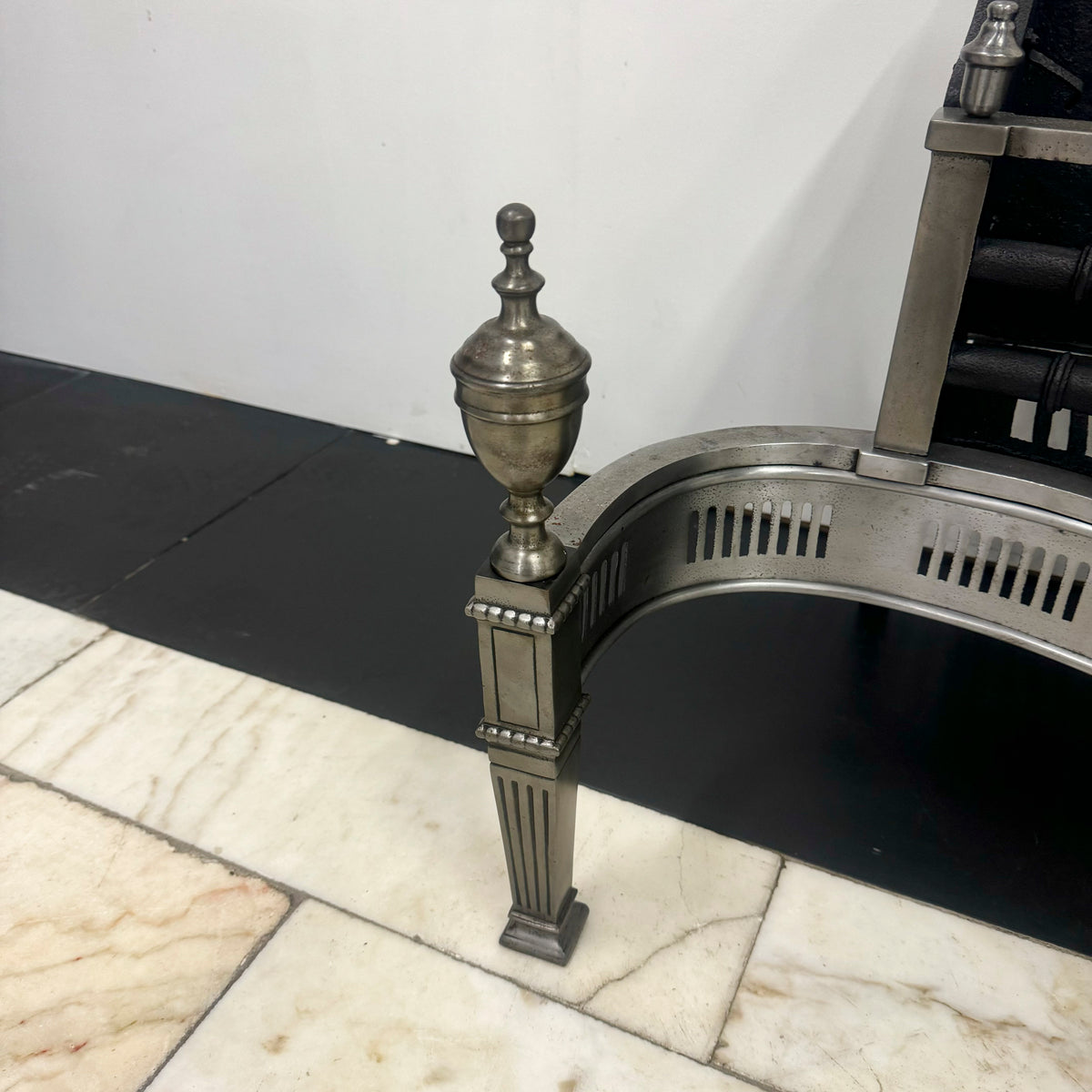 Neoclassical Cast Iron and Polished Steel Firebasket | The Architectural Forum