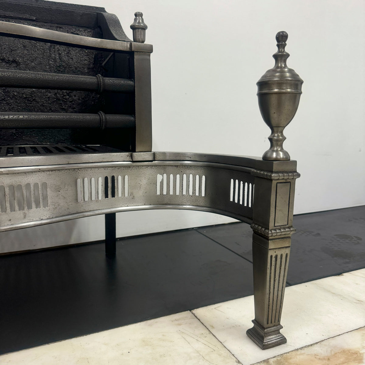 Neoclassical Cast Iron and Polished Steel Firebasket | The Architectural Forum