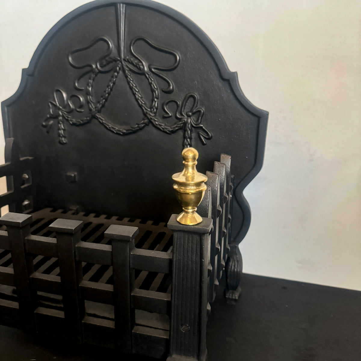 Victorian Cast Iron Fire Basket with Brass Finials | The Architectural Forum