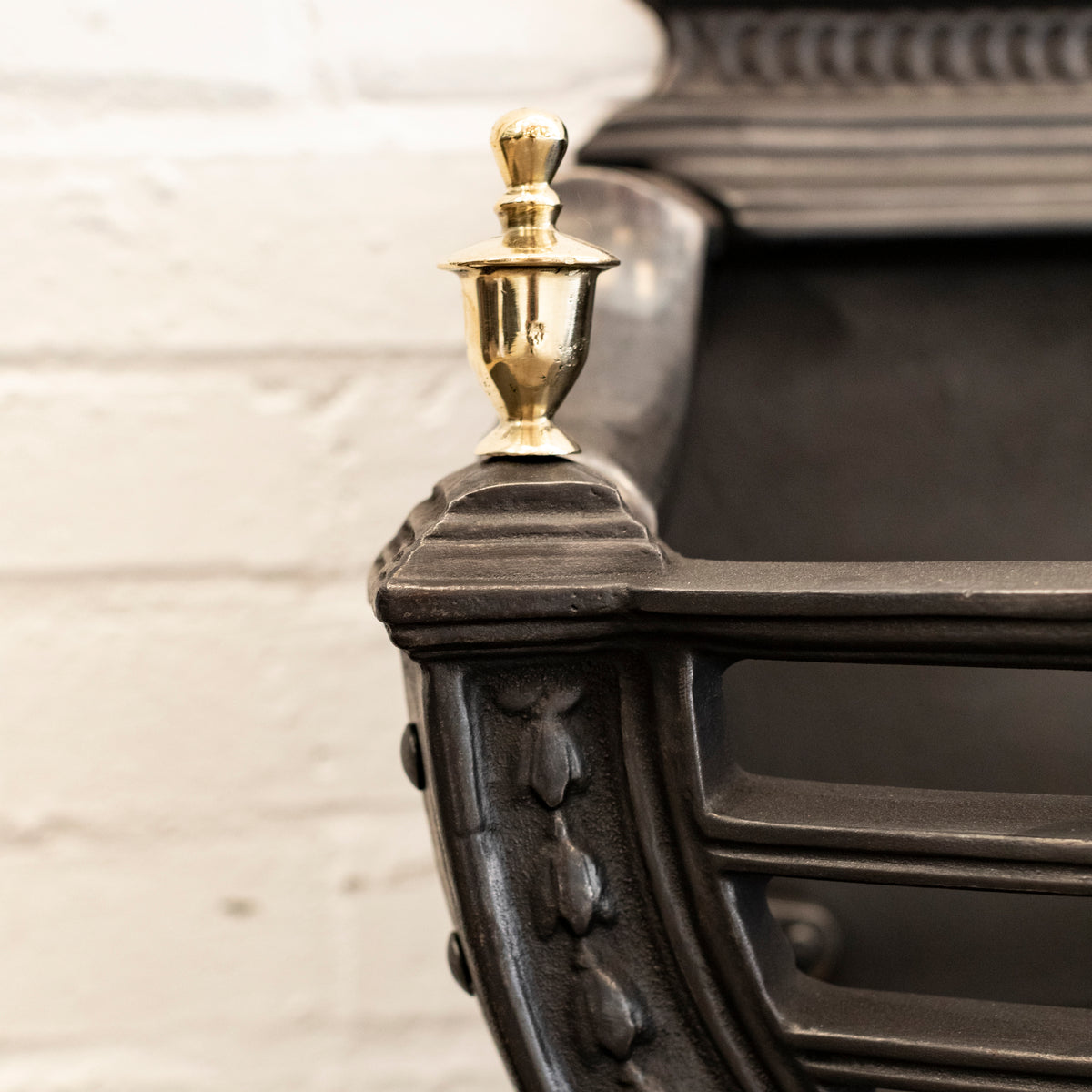 Victorian Style Cast Iron Fire Basket with Brass Finials | The Architectural Forum