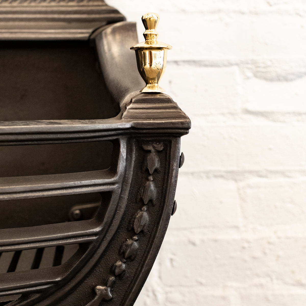 Victorian Style Cast Iron Fire Basket with Brass Finials | The Architectural Forum