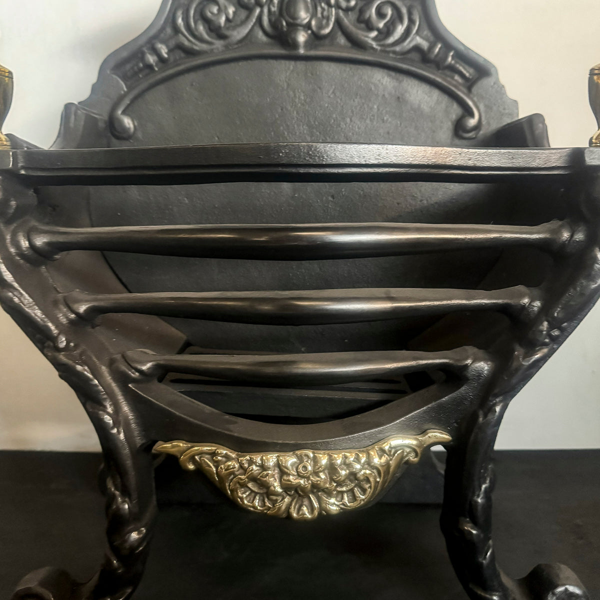 Antique Victorian Cast Iron Brass Fireplace Basket | The Architectural Forum