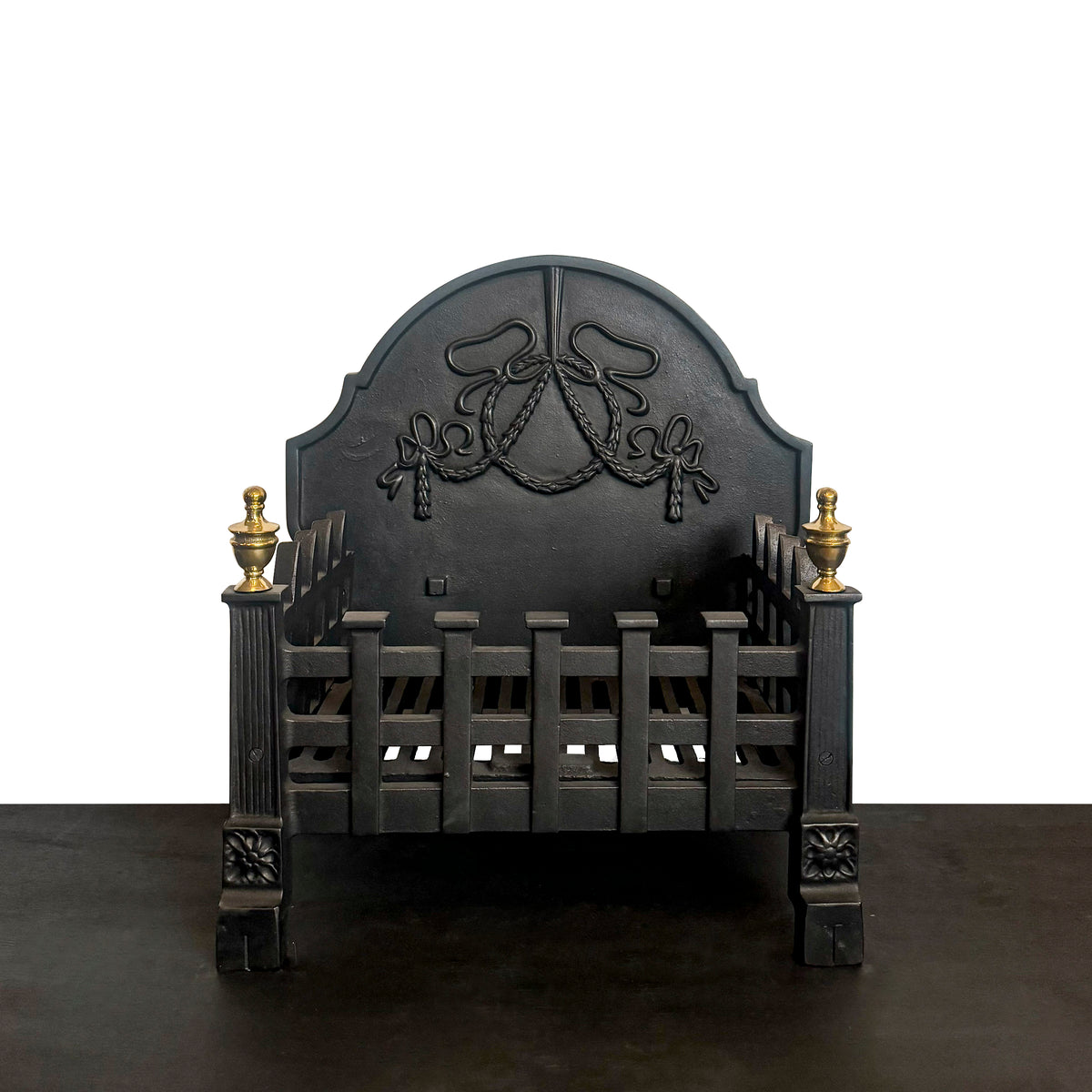 Victorian Cast Iron Fire Basket with Brass Finials | The Architectural Forum