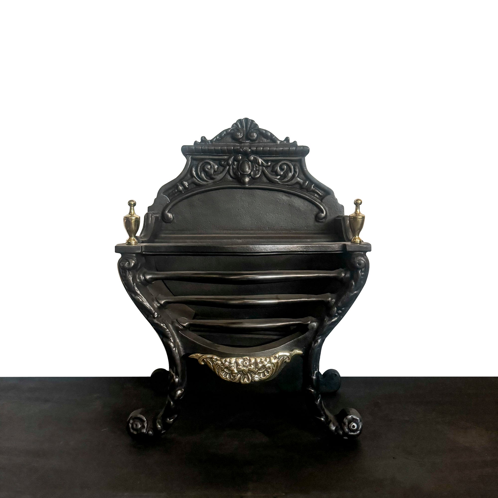 Antique Victorian Cast Iron Brass Fireplace Basket | The Architectural Forum