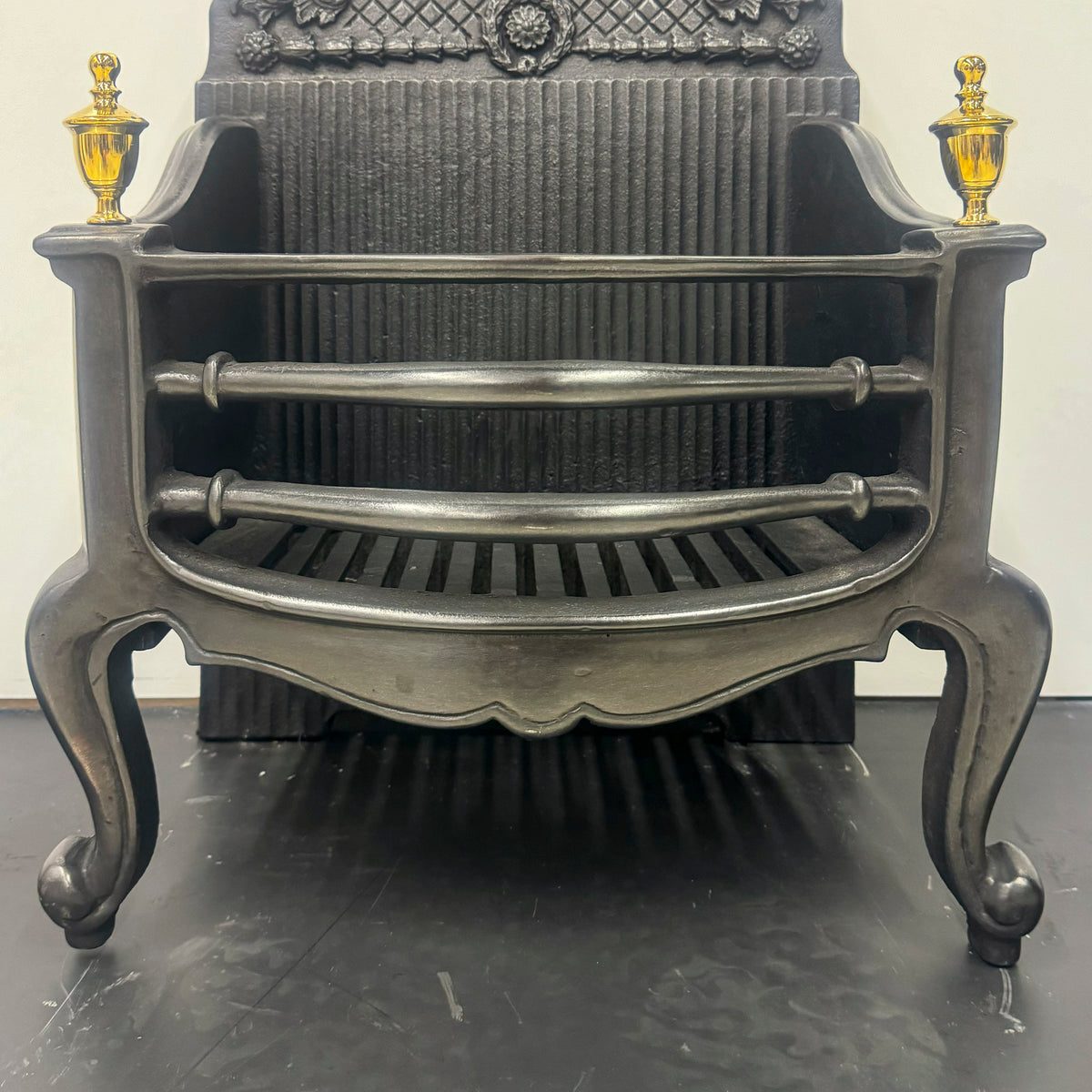 Reclaimed Cast Iron Fire Basket with Finials | The Architectural Forum