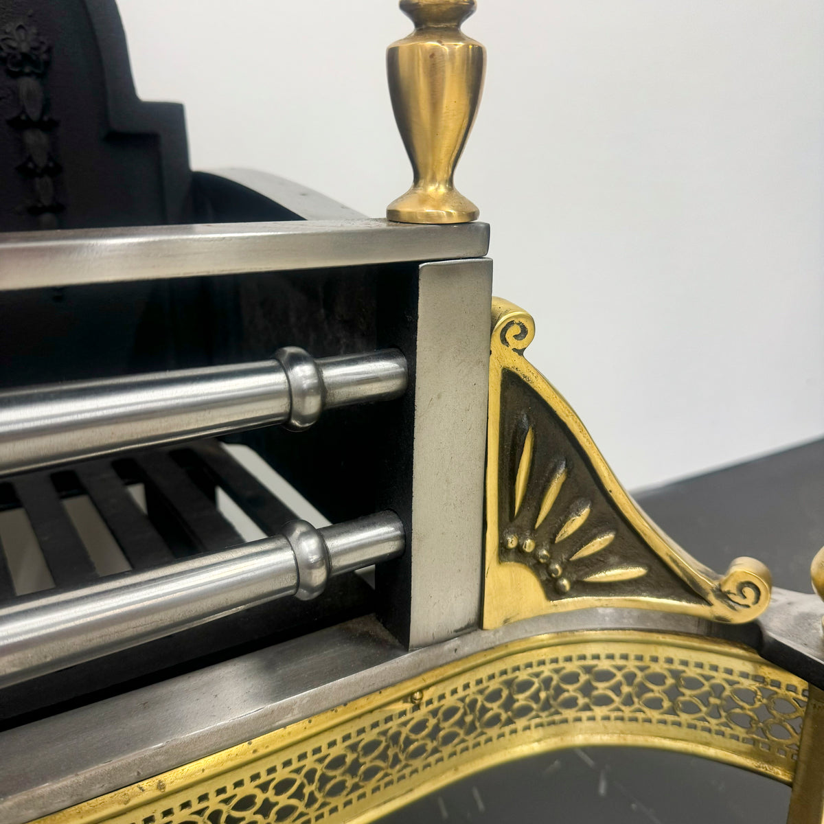 Antique Victorian Polished Steel and Brass Fire Basket | The Architectural Forum