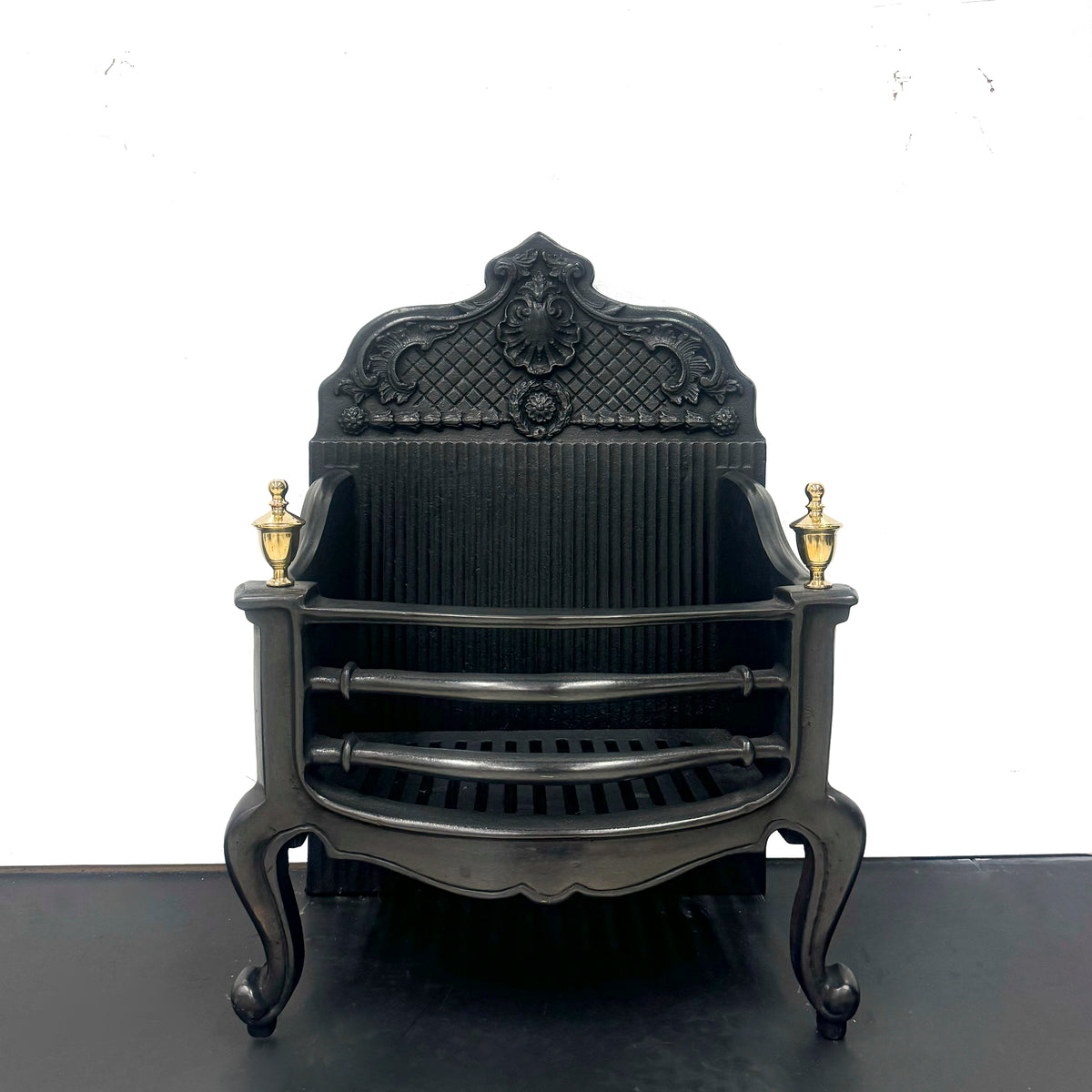 Reclaimed Cast Iron Fire Basket with Finials | The Architectural Forum