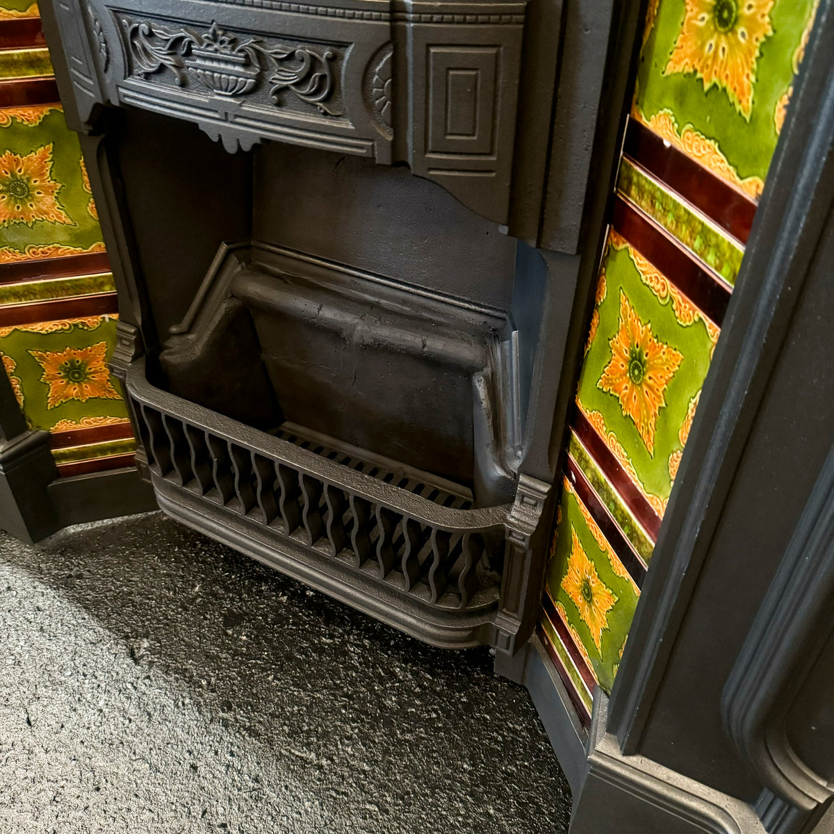 Antique Victorian Tiled Cast Iron Combination Fireplace | The Architectural Forum