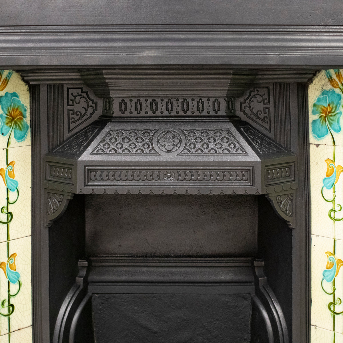 Antique Victorian Cast Iron Tiled Combination Fireplace | Pair Available | The Architectural Forum