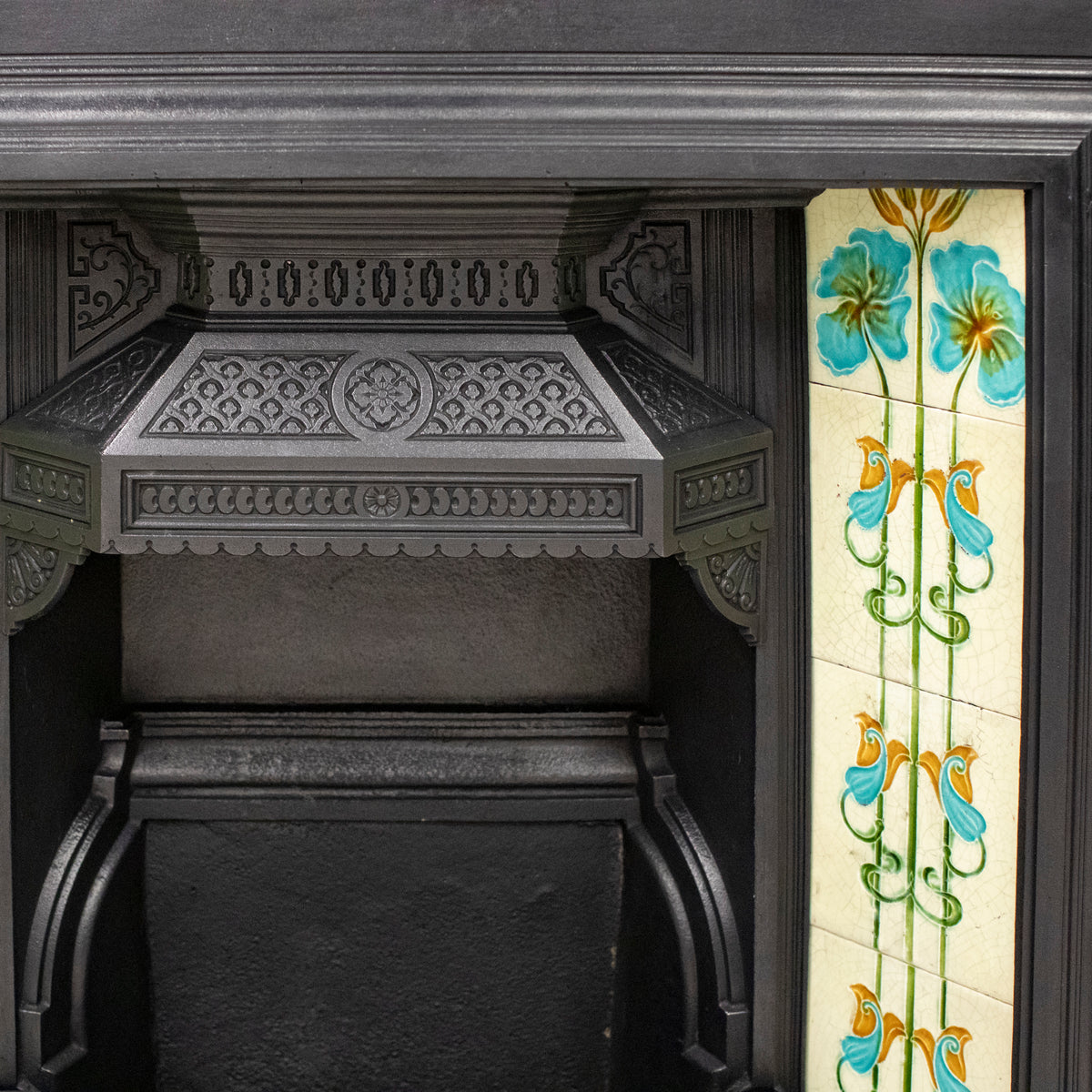 Antique Victorian Cast Iron Tiled Combination Fireplace | Pair Available | The Architectural Forum