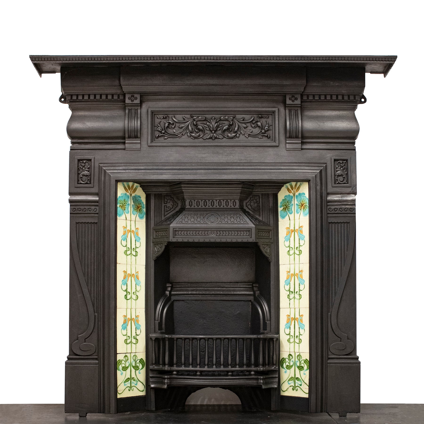 Antique Victorian Cast Iron Tiled Combination Fireplace | Pair Available | The Architectural Forum