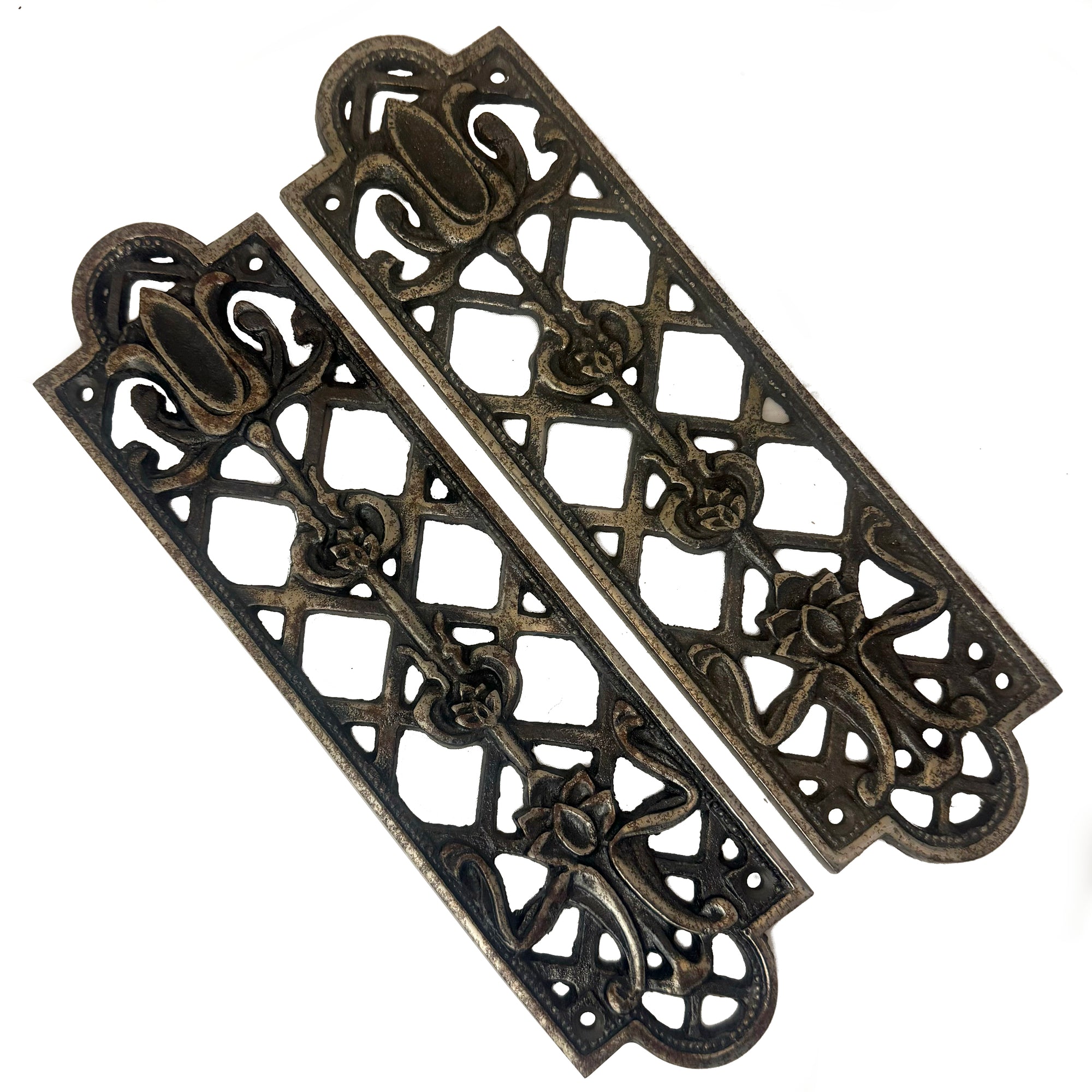 Reclaimed Cast Iron Tulip Finger Plates - 8 Pairs Available | The Architectural Forum