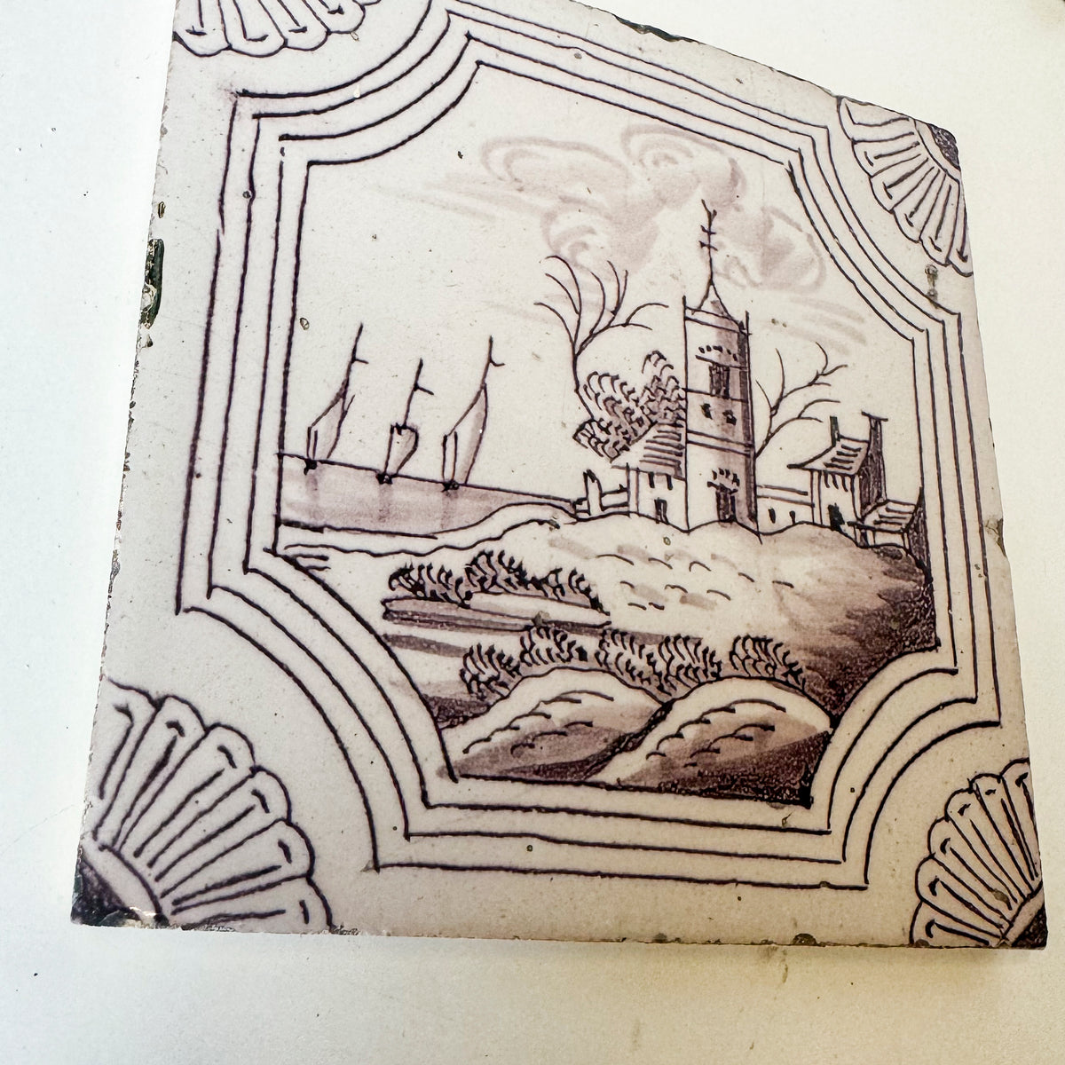 Set of 3 Antique Manganese Dutch Delft Tiles | The Architectural Forum