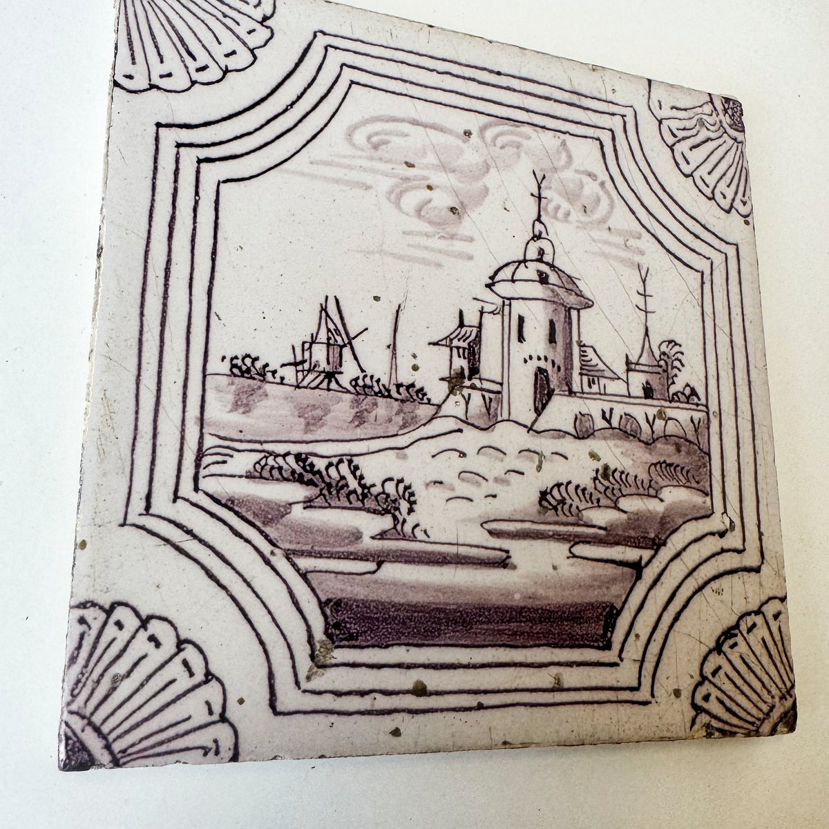 Set of 3 Antique Manganese Dutch Delft Tiles | The Architectural Forum