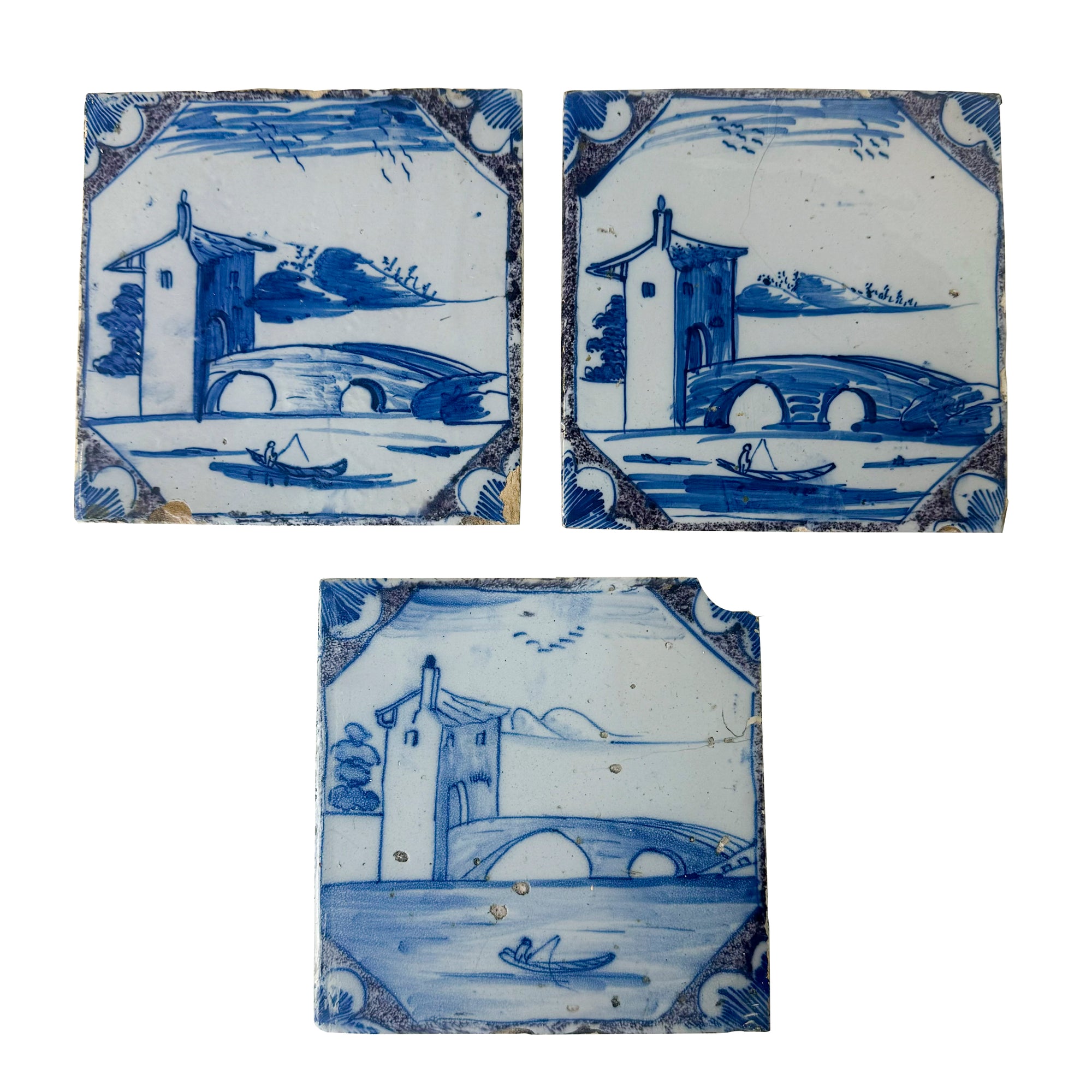 3 Antique 18th Century Dutch Delft Tiles | The Architectural Forum