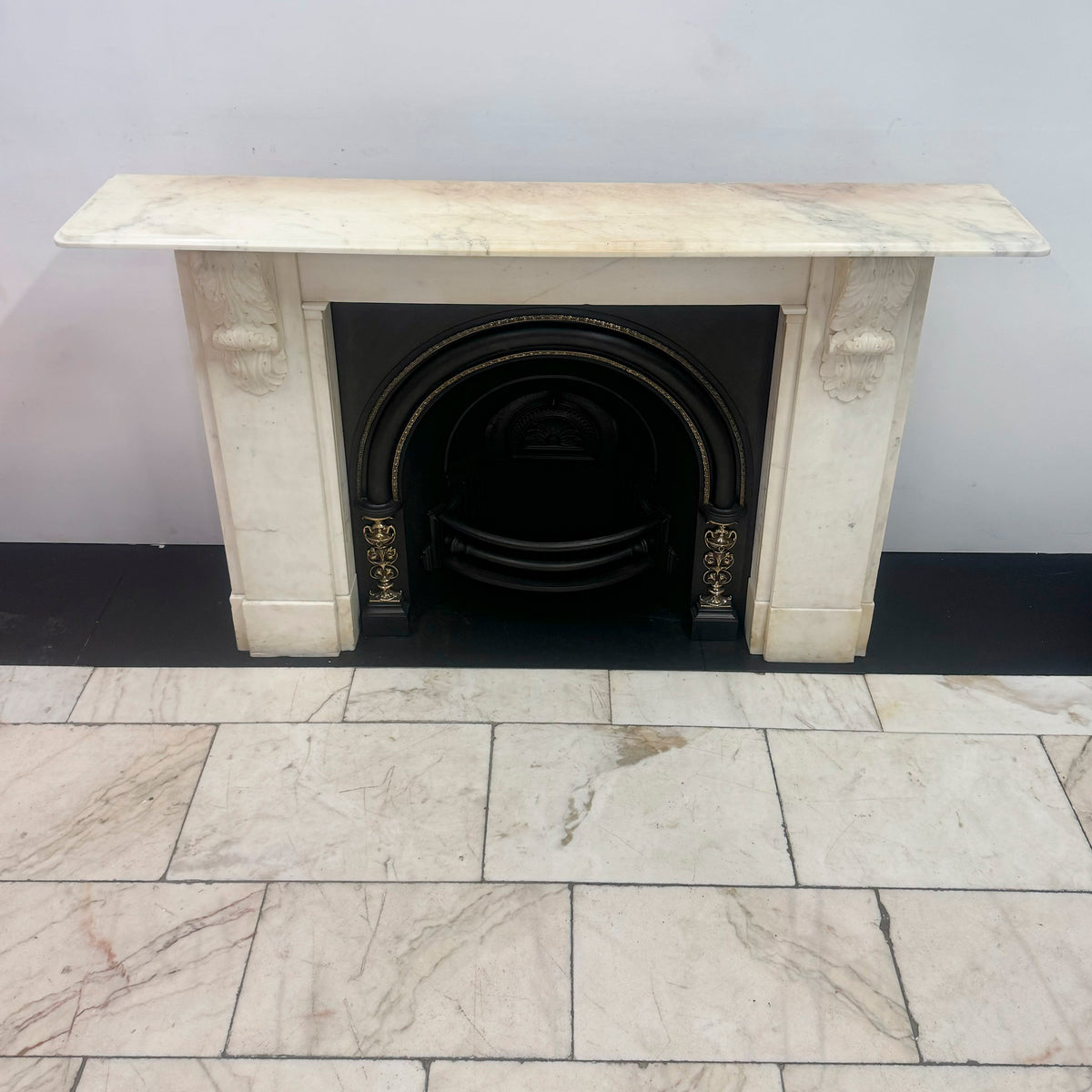 Antique Victorian Statuary Marble Chimneypiece with Carved Corbels | The Architectural Forum