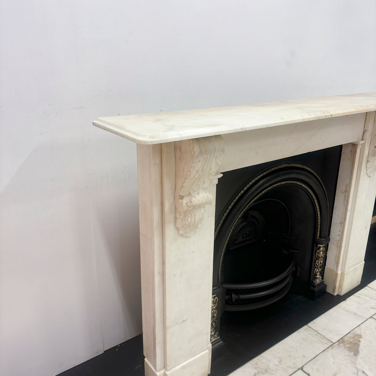 Antique Victorian Statuary Marble Chimneypiece with Carved Corbels | The Architectural Forum