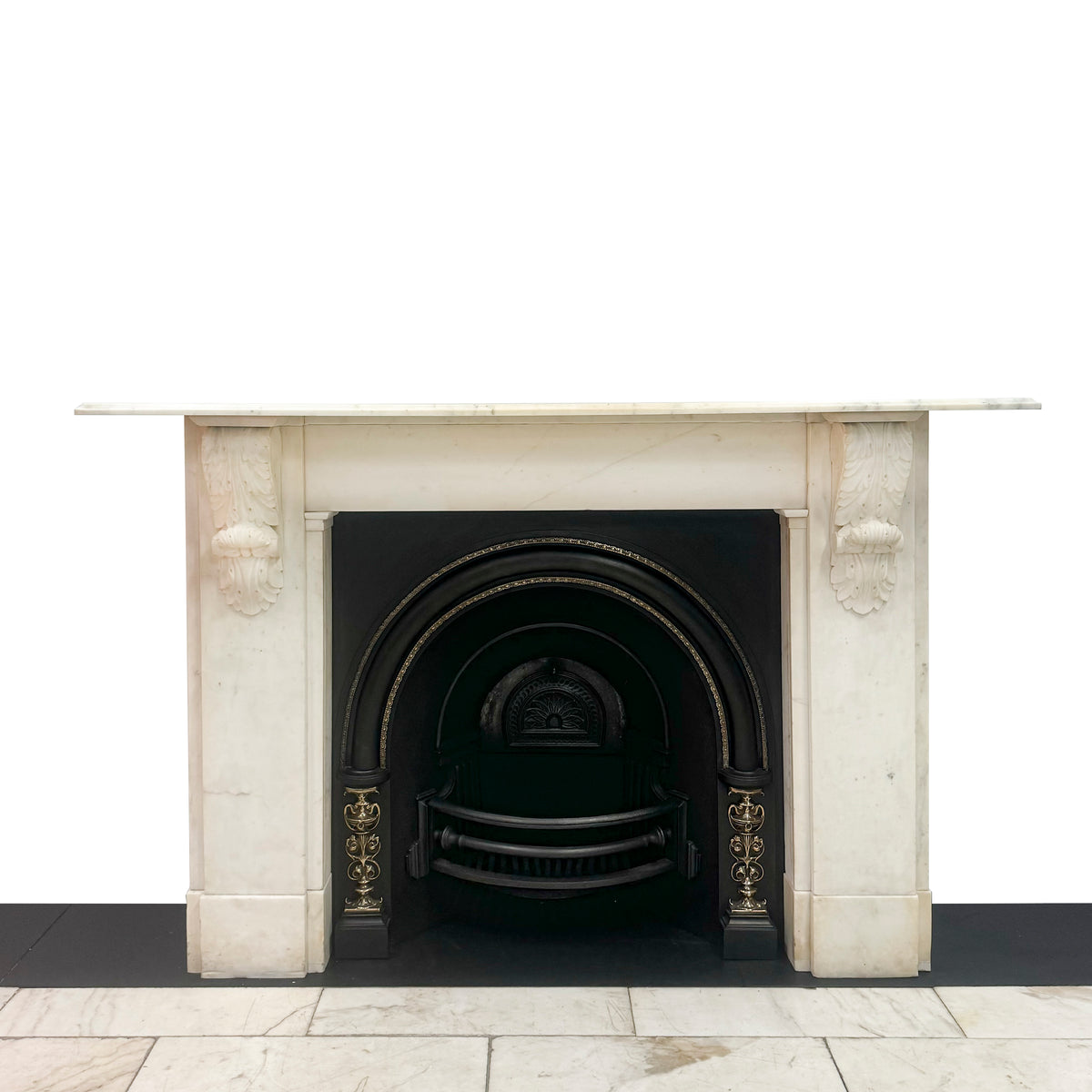 Antique Victorian Statuary Marble Chimneypiece with Carved Corbels | The Architectural Forum