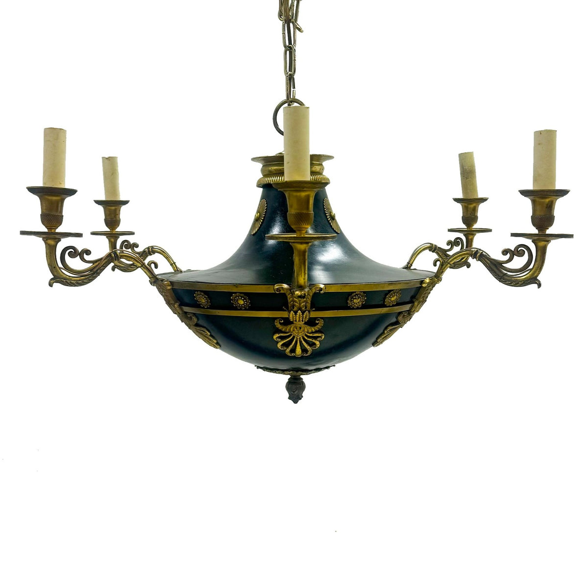 Antique French Empire Chandelier with Brass Accents | 6 Arms | The Architectural Forum