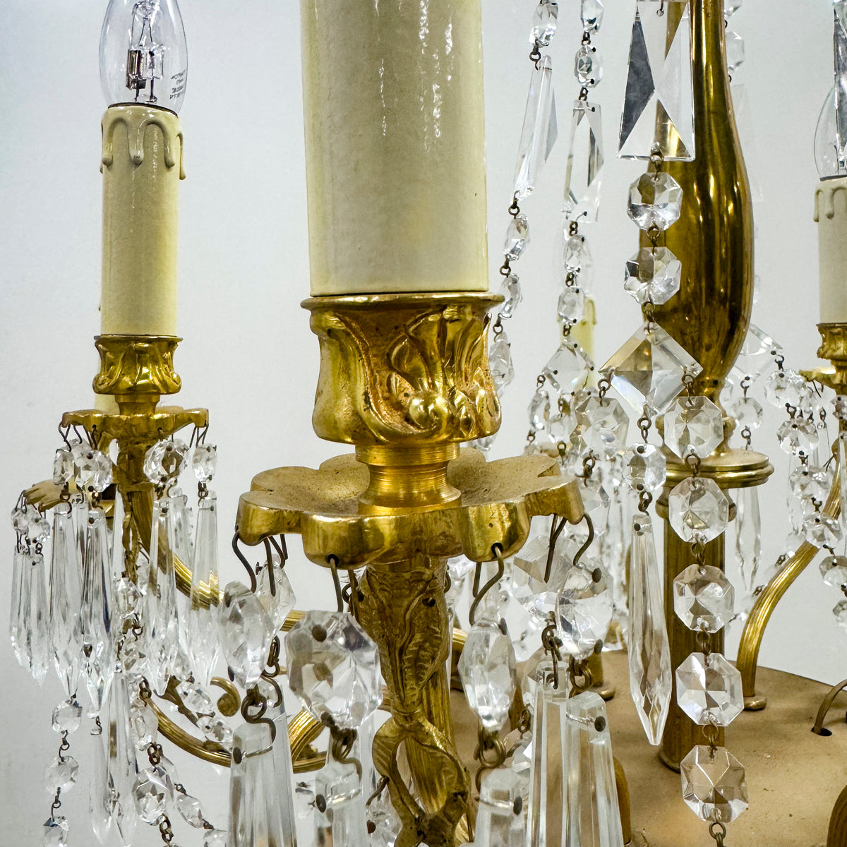 Reclaimed Antique Gilded Brass and Crystal Chandelier | 12 Arms | The Architectural Forum