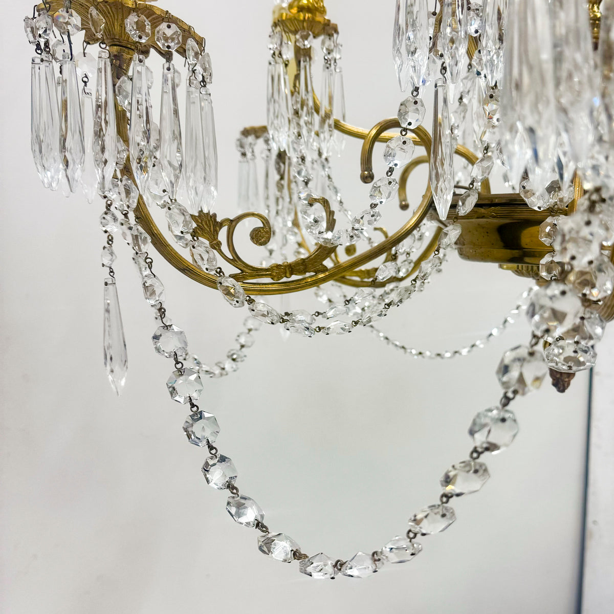 Reclaimed Antique Gilded Brass and Crystal Chandelier | 12 Arms | The Architectural Forum