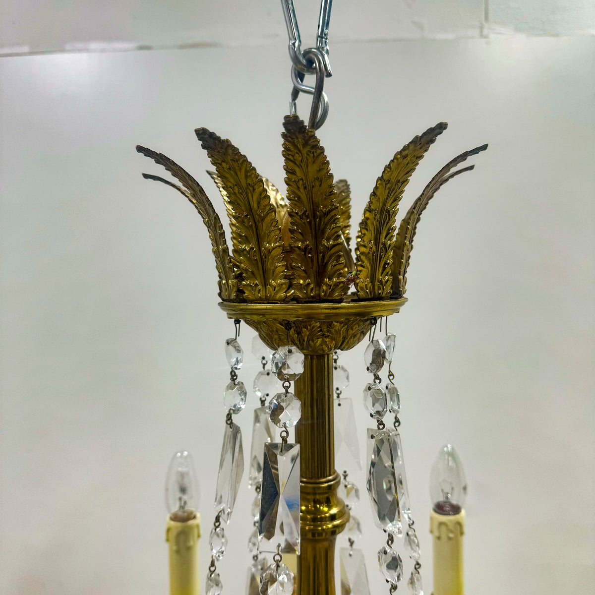 Reclaimed Antique Gilded Brass and Crystal Chandelier | 12 Arms | The Architectural Forum