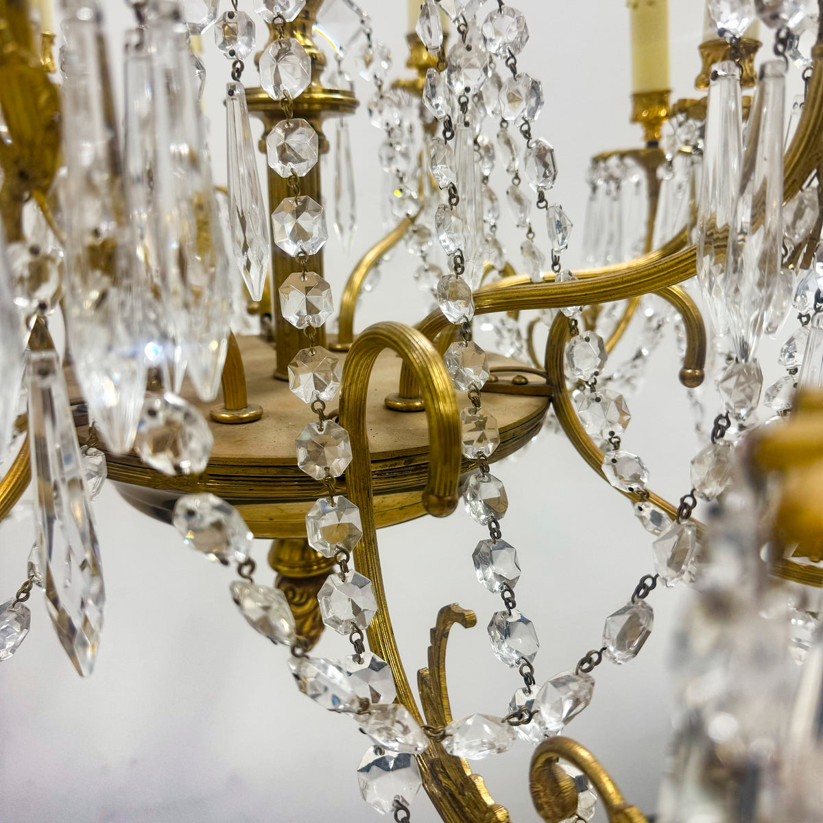 Reclaimed Antique Gilded Brass and Crystal Chandelier | 12 Arms | The Architectural Forum