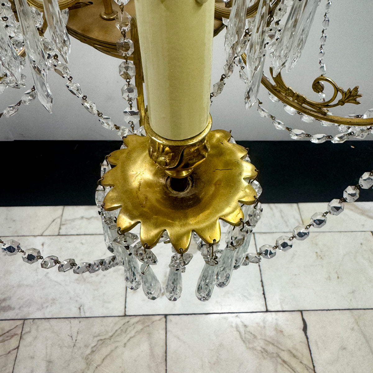 Reclaimed Antique Gilded Brass and Crystal Chandelier | 12 Arms | The Architectural Forum