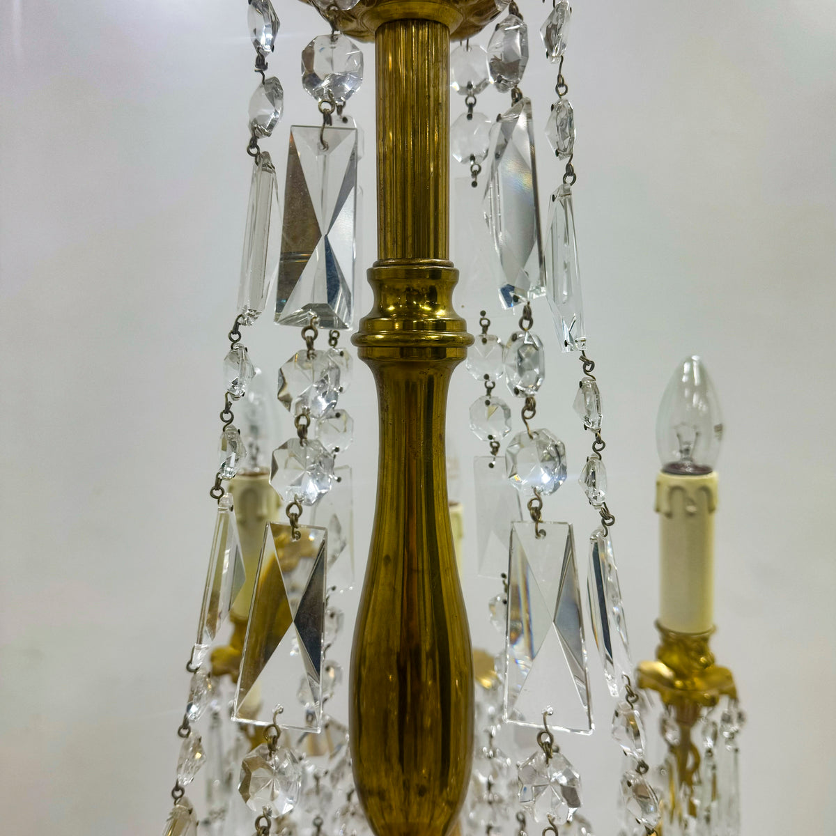 Reclaimed Antique Gilded Brass and Crystal Chandelier | 12 Arms | The Architectural Forum