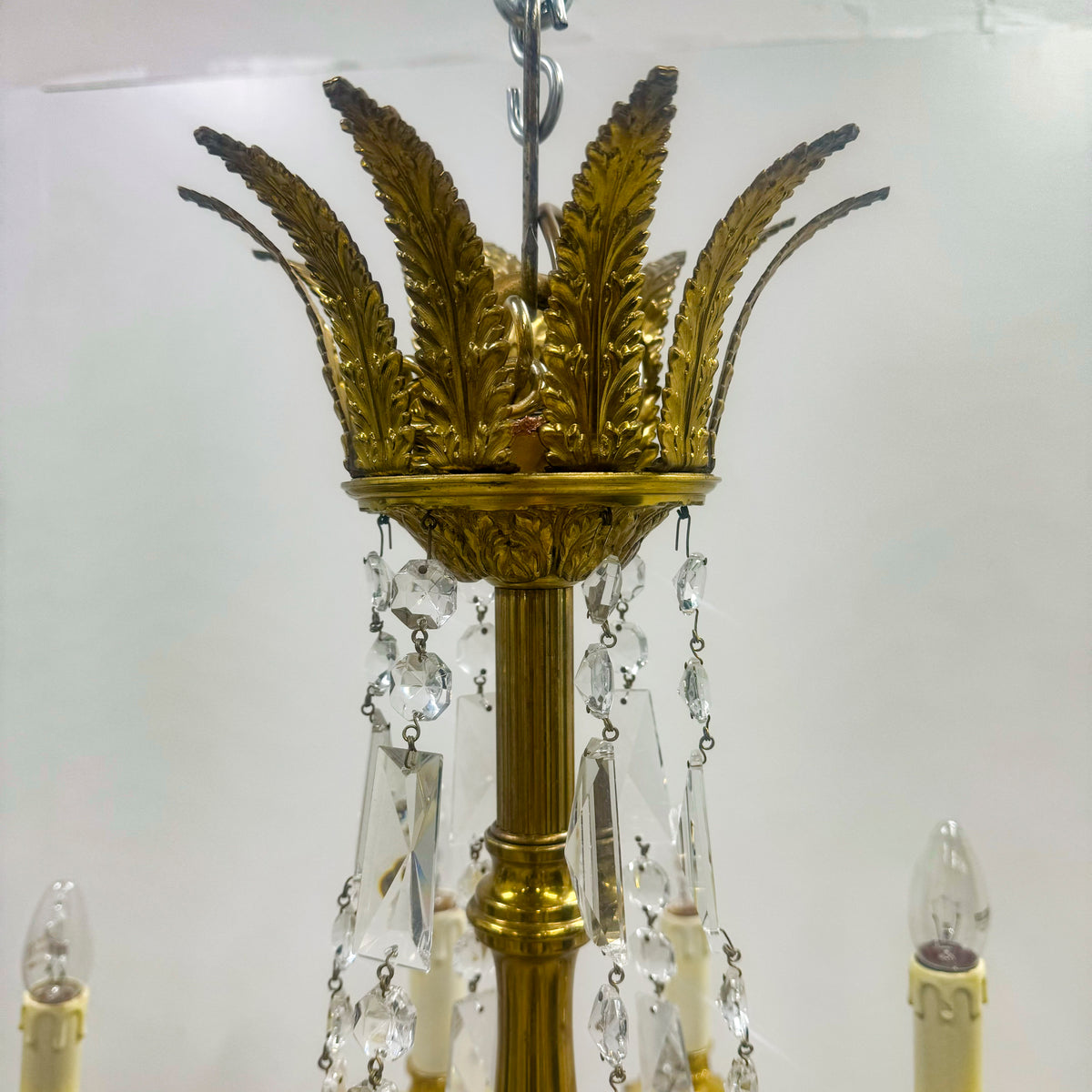 Reclaimed Antique Gilded Brass and Crystal Chandelier | 12 Arms | The Architectural Forum