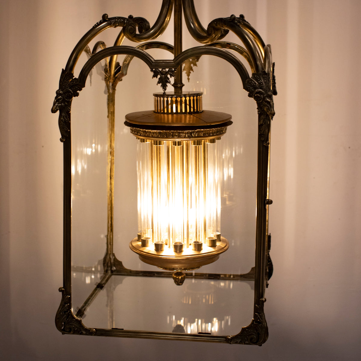 Large English 18th Century Adams Style Polished Brass Hanging Lantern | The Architectural Forum