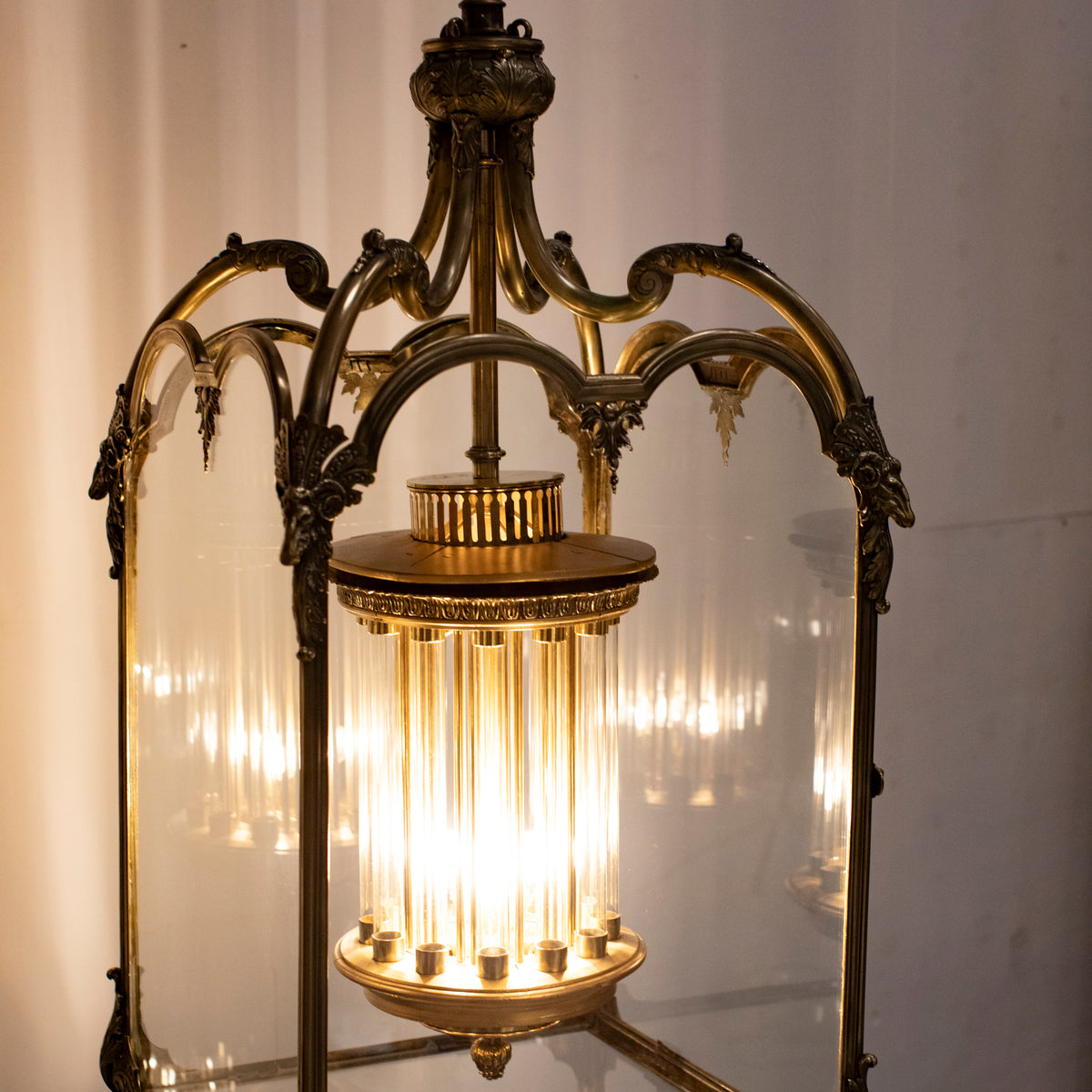 Large English 18th Century Adams Style Polished Brass Hanging Lantern | The Architectural Forum