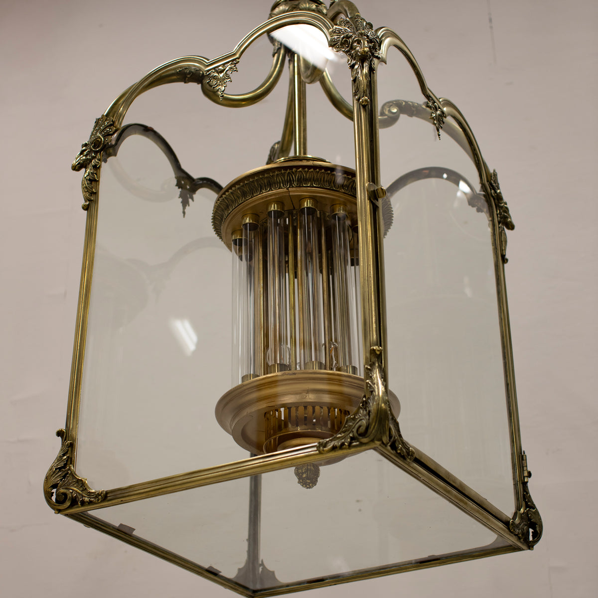 Large English 18th Century Adams Style Polished Brass Hanging Lantern | The Architectural Forum