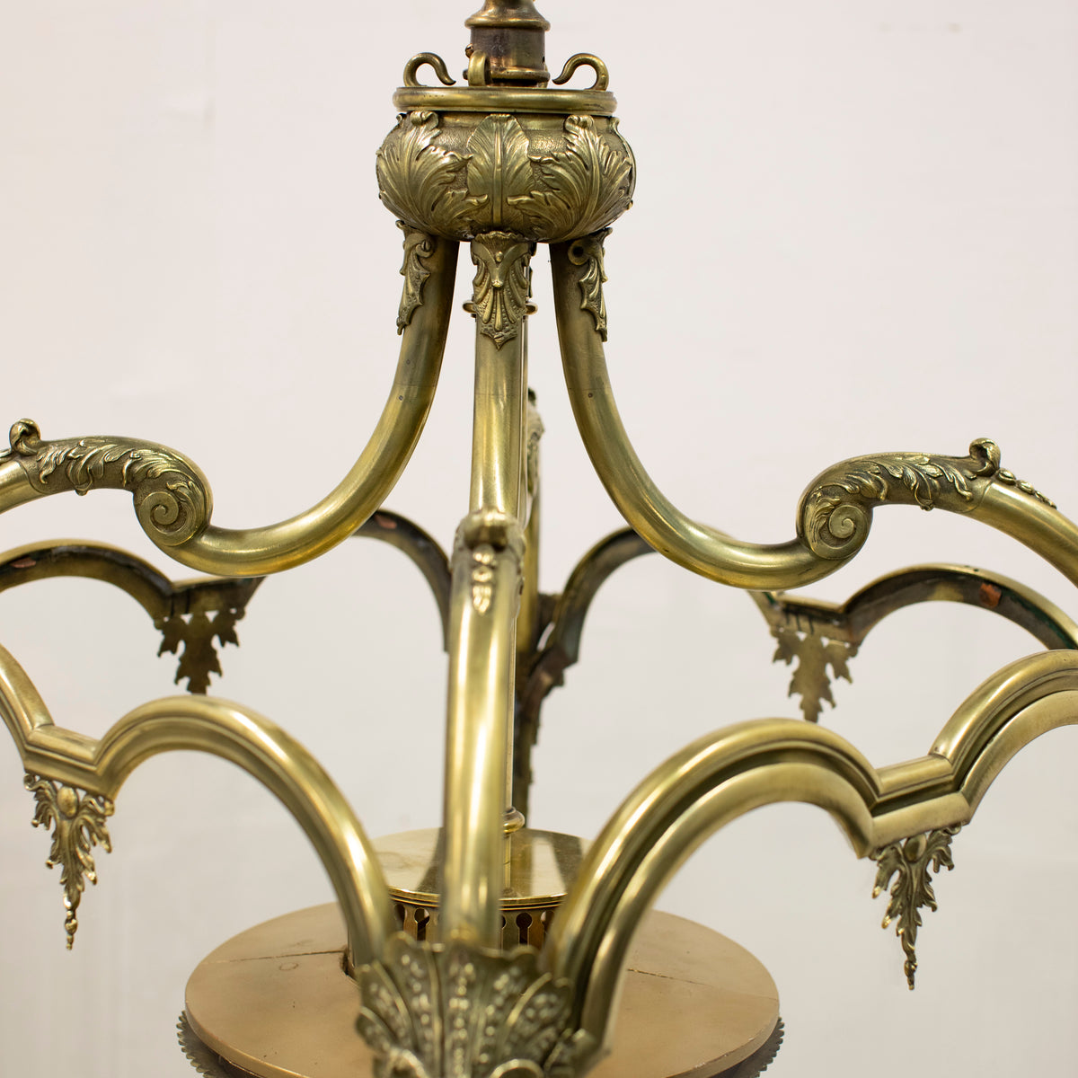 Large English 18th Century Adams Style Polished Brass Hanging Lantern | The Architectural Forum