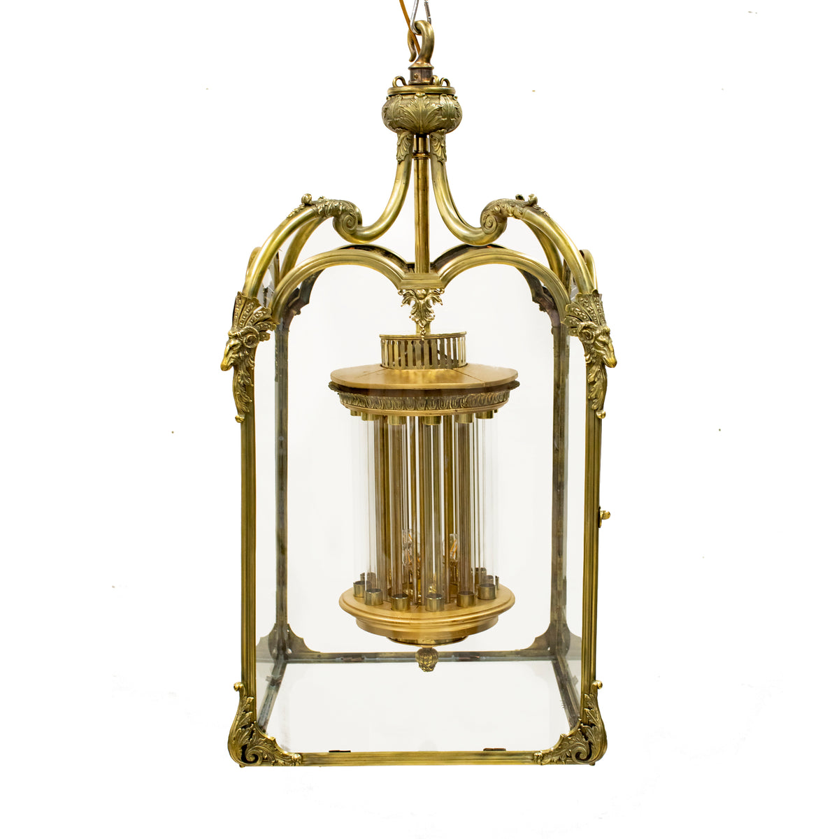 Large English 18th Century Adams Style Polished Brass Hanging Lantern | The Architectural Forum