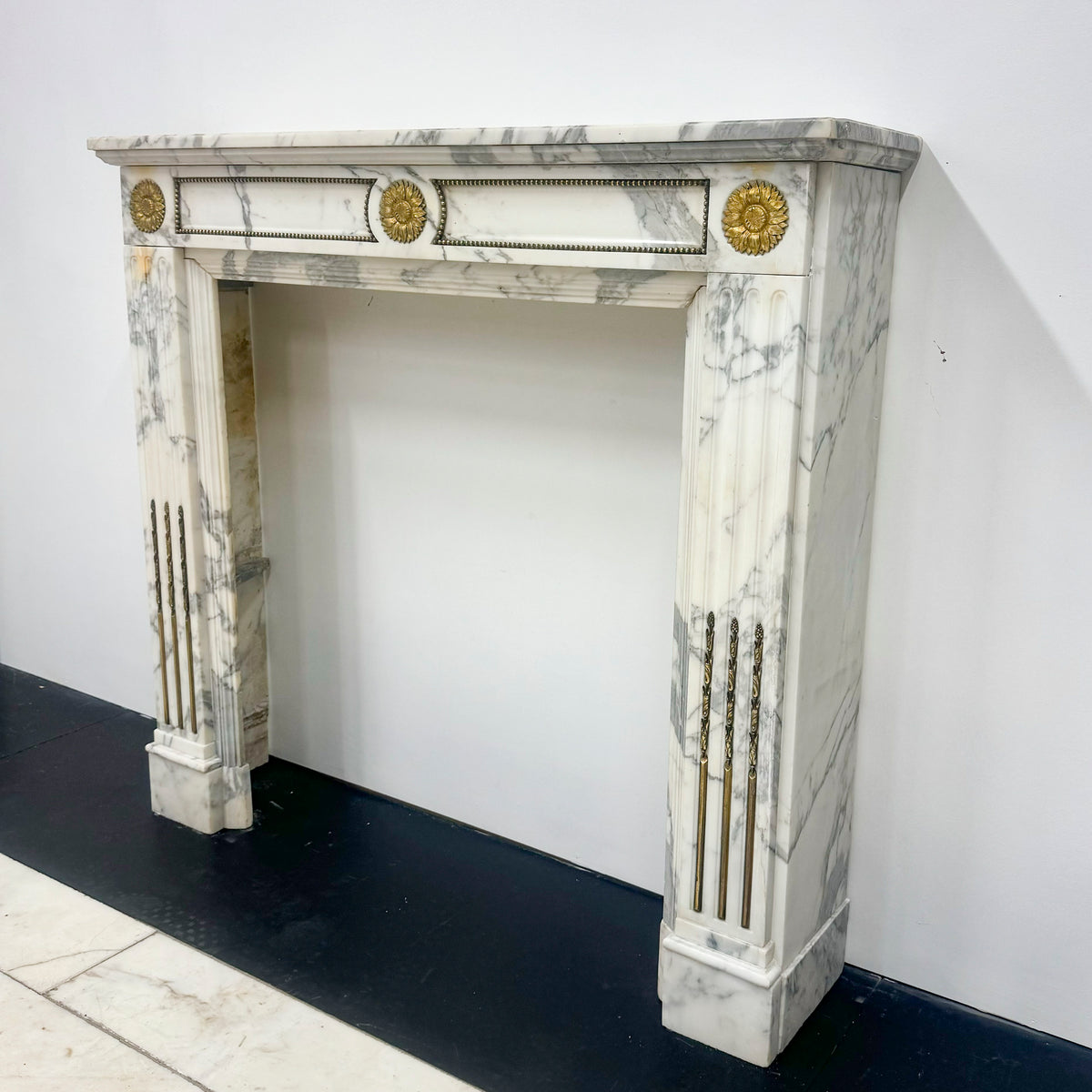 Antique Louis XVI Style Arabescato Marble Fireplace | The Architectural Forum