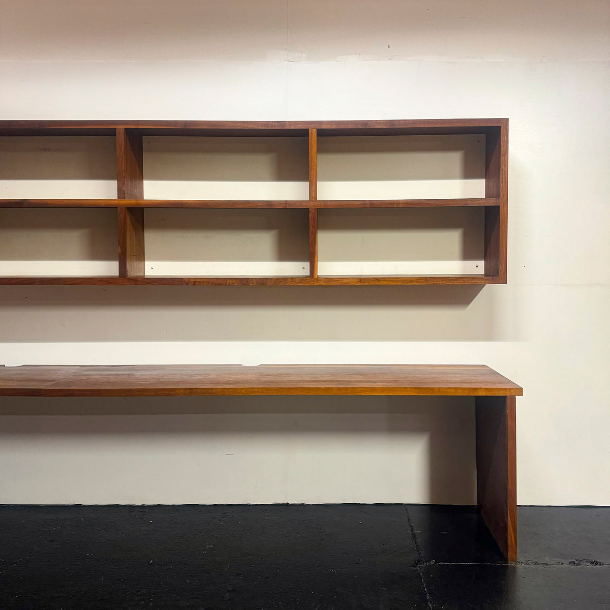 Reclaimed L-Shaped Teak Shelving and Working Desk Unit With Drawers | The Architectural Forum