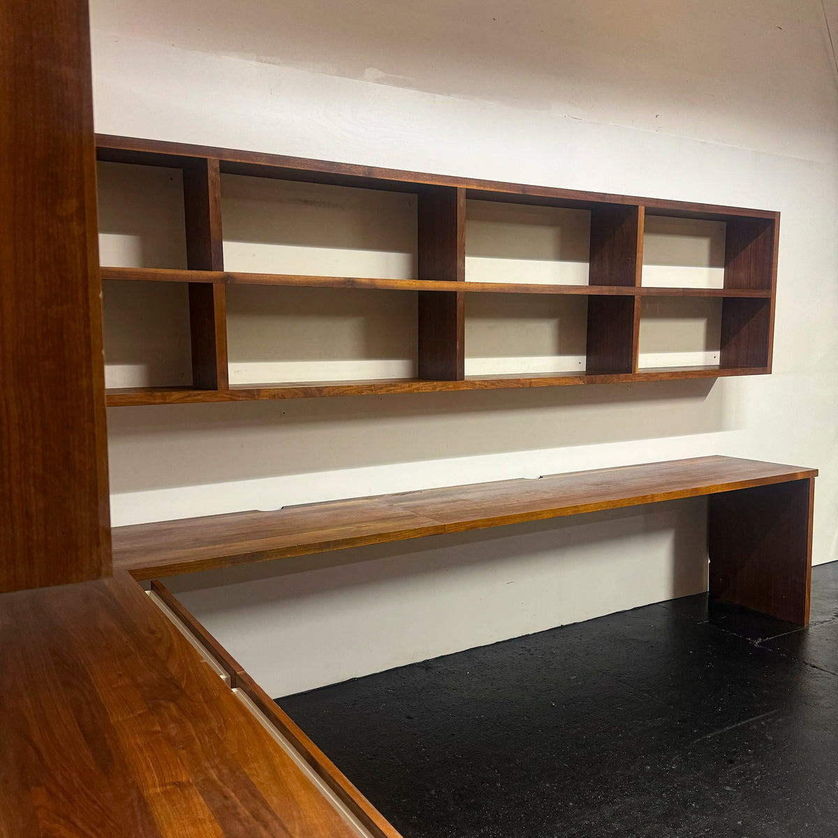 Reclaimed L-Shaped Teak Shelving and Working Desk Unit With Drawers | The Architectural Forum