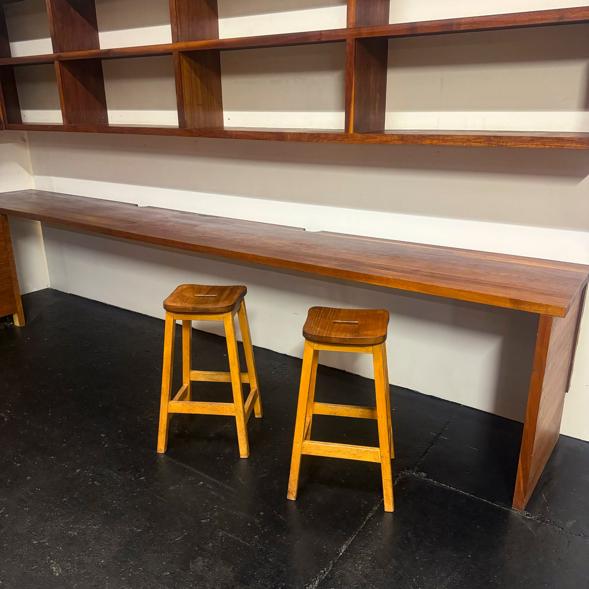 Reclaimed L-Shaped Teak Shelving and Working Desk Unit With Drawers | The Architectural Forum