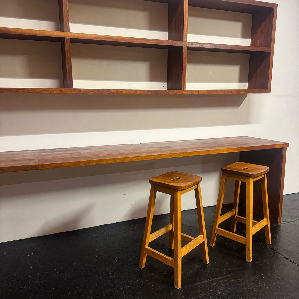 Reclaimed L-Shaped Teak Shelving and Working Desk Unit With Drawers | The Architectural Forum