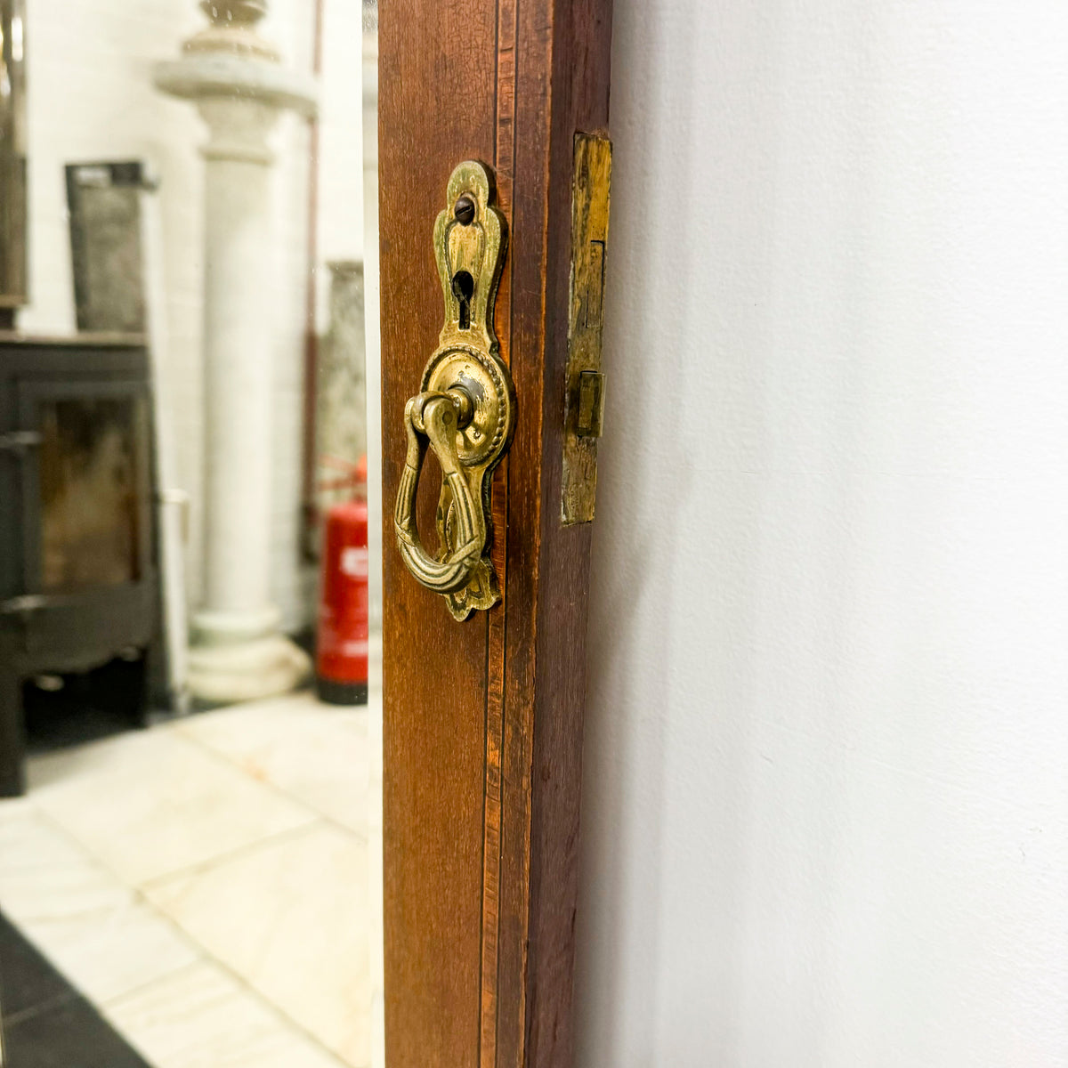 Antique Full Length Inlaid Mahogany Beveled Mirrored Door | The Architectural Forum