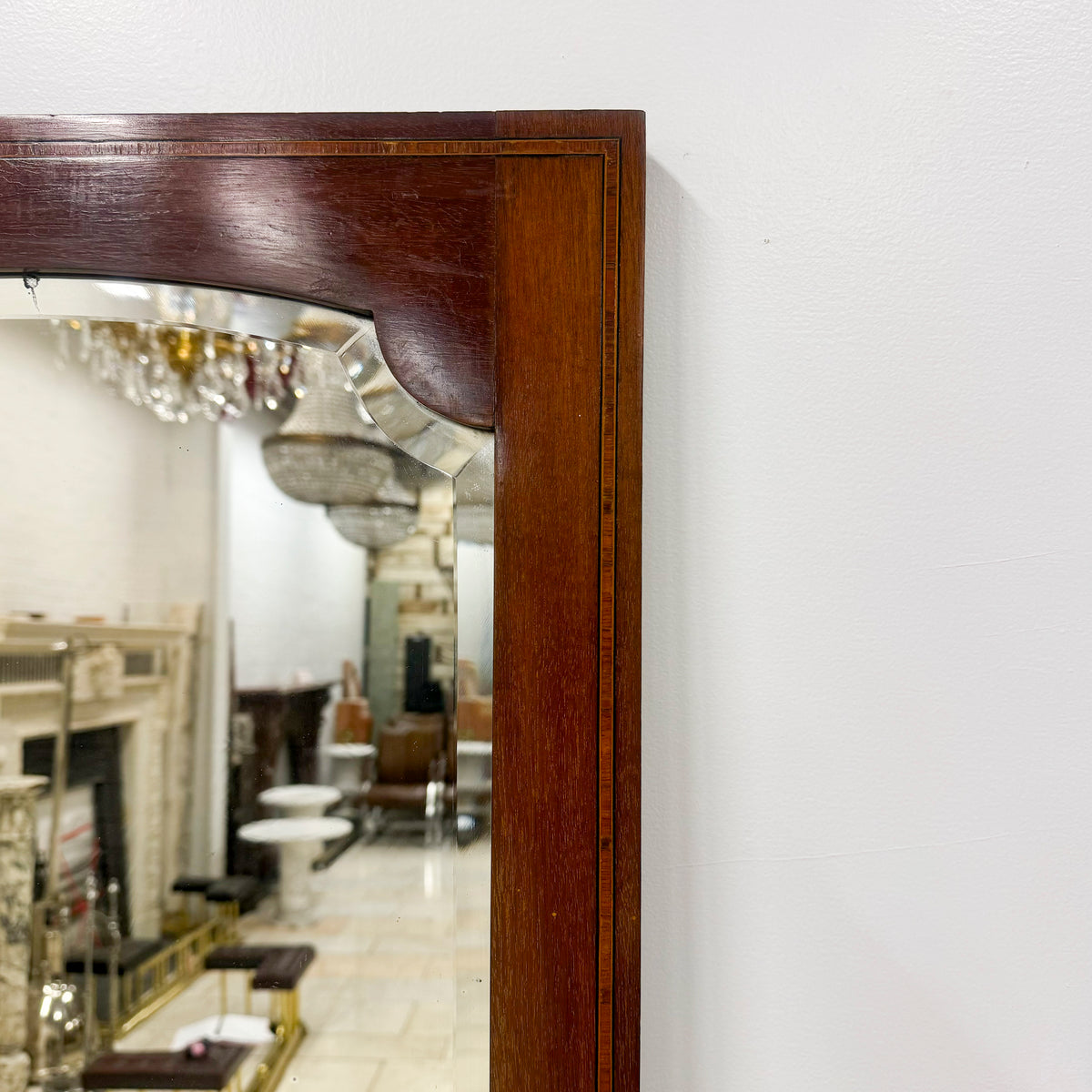 Antique Full Length Inlaid Mahogany Beveled Mirrored Door | The Architectural Forum