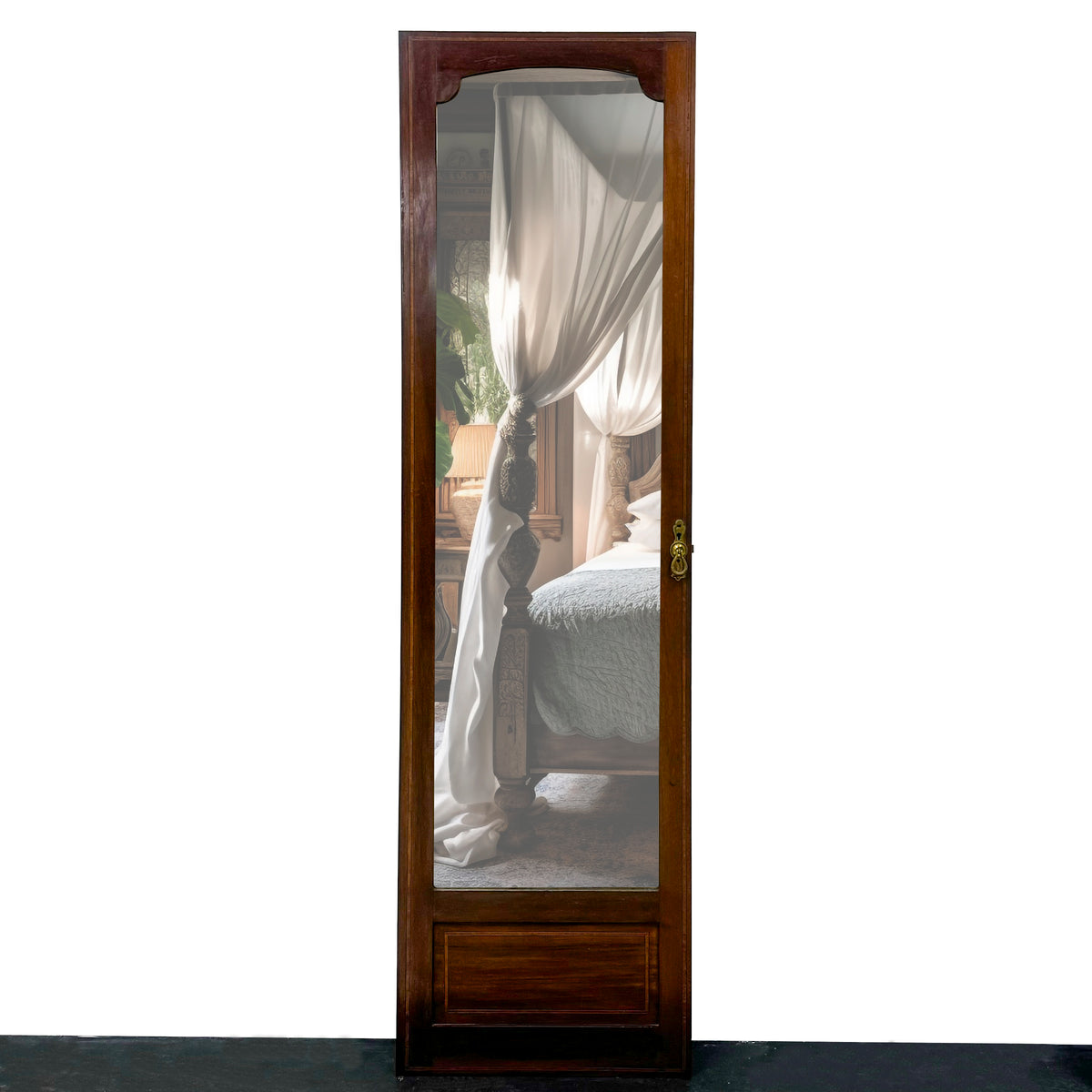 Antique Full Length Inlaid Mahogany Beveled Mirrored Door | The Architectural Forum