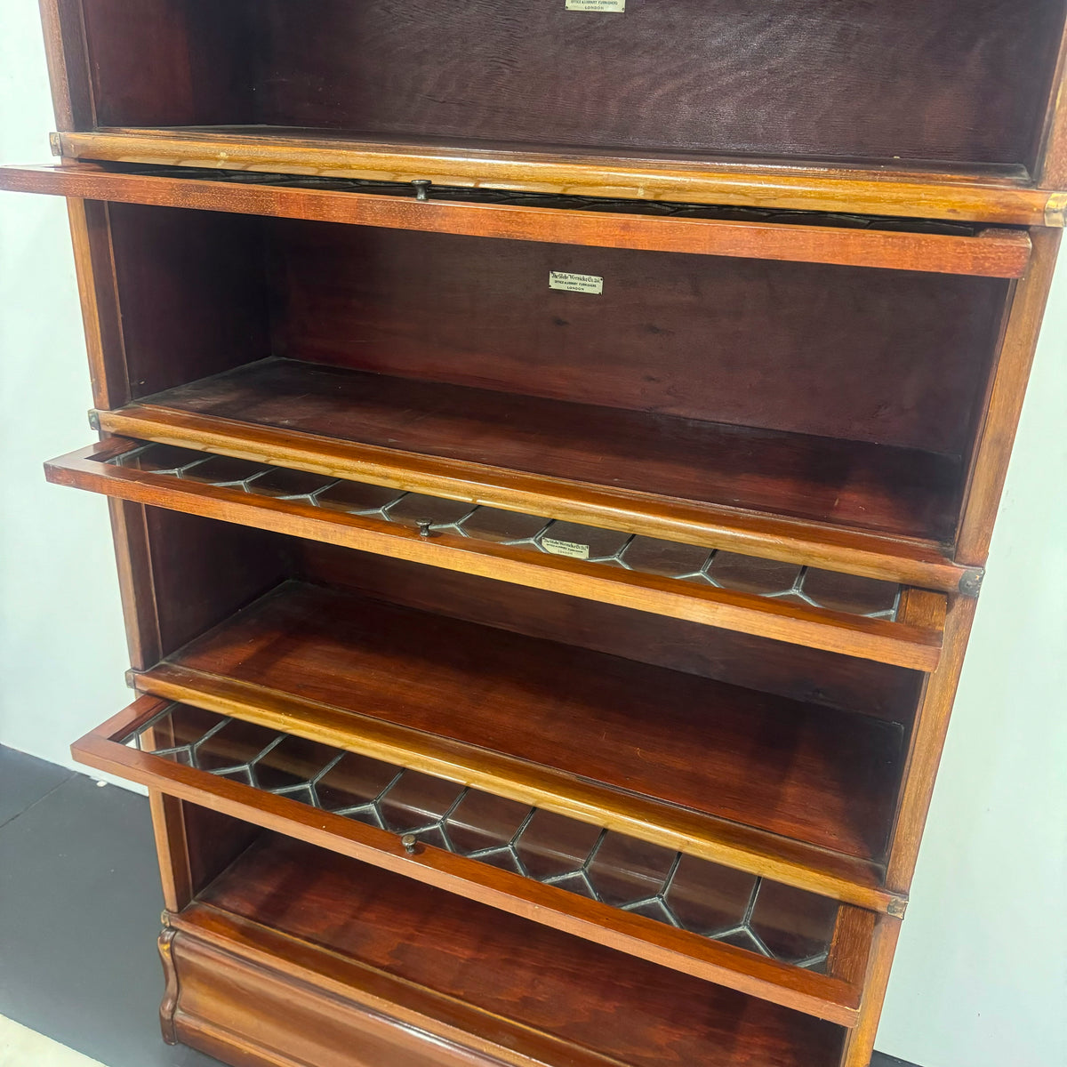 Antique Globe Wernicke Mahogany Leaded Glass Bookcase/Cabinet | The Architectural Forum