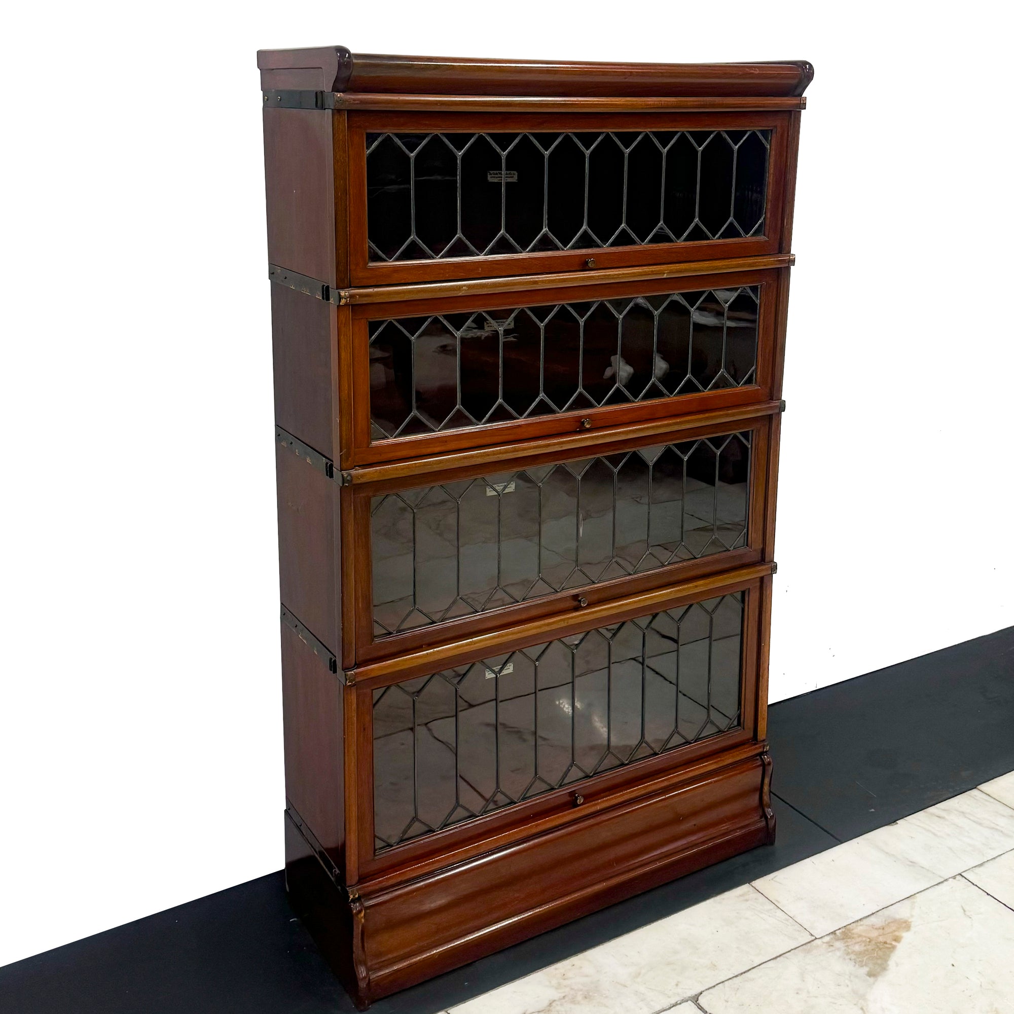 Antique Globe Wernicke Mahogany Leaded Glass Bookcase/Cabinet | The Architectural Forum