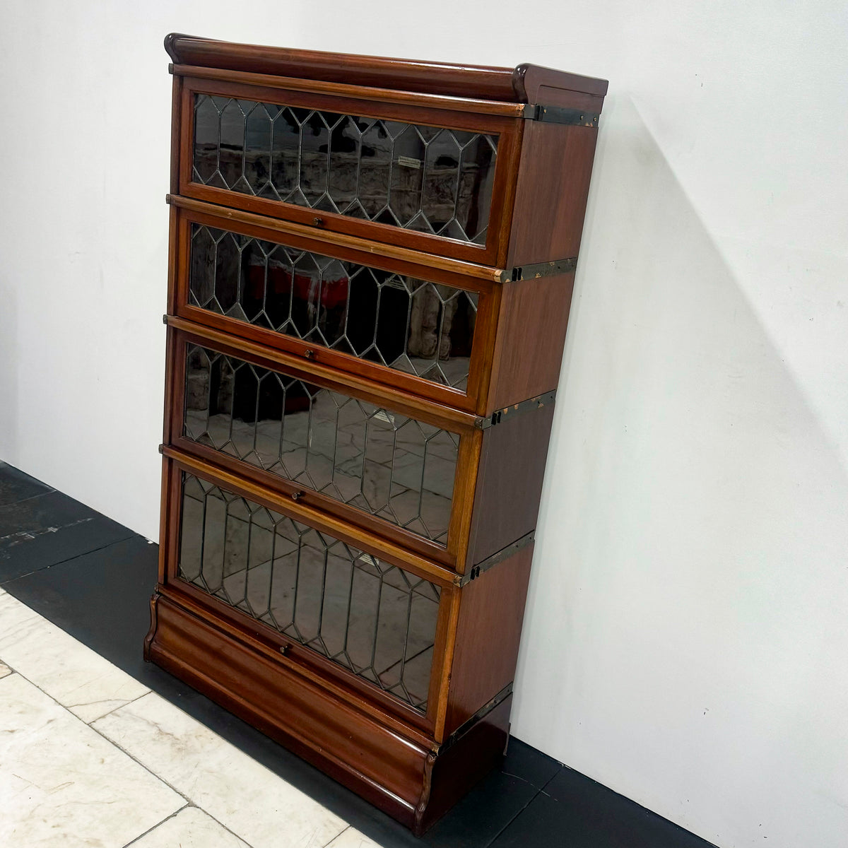 Antique Globe Wernicke Mahogany Leaded Glass Bookcase/Cabinet | The Architectural Forum