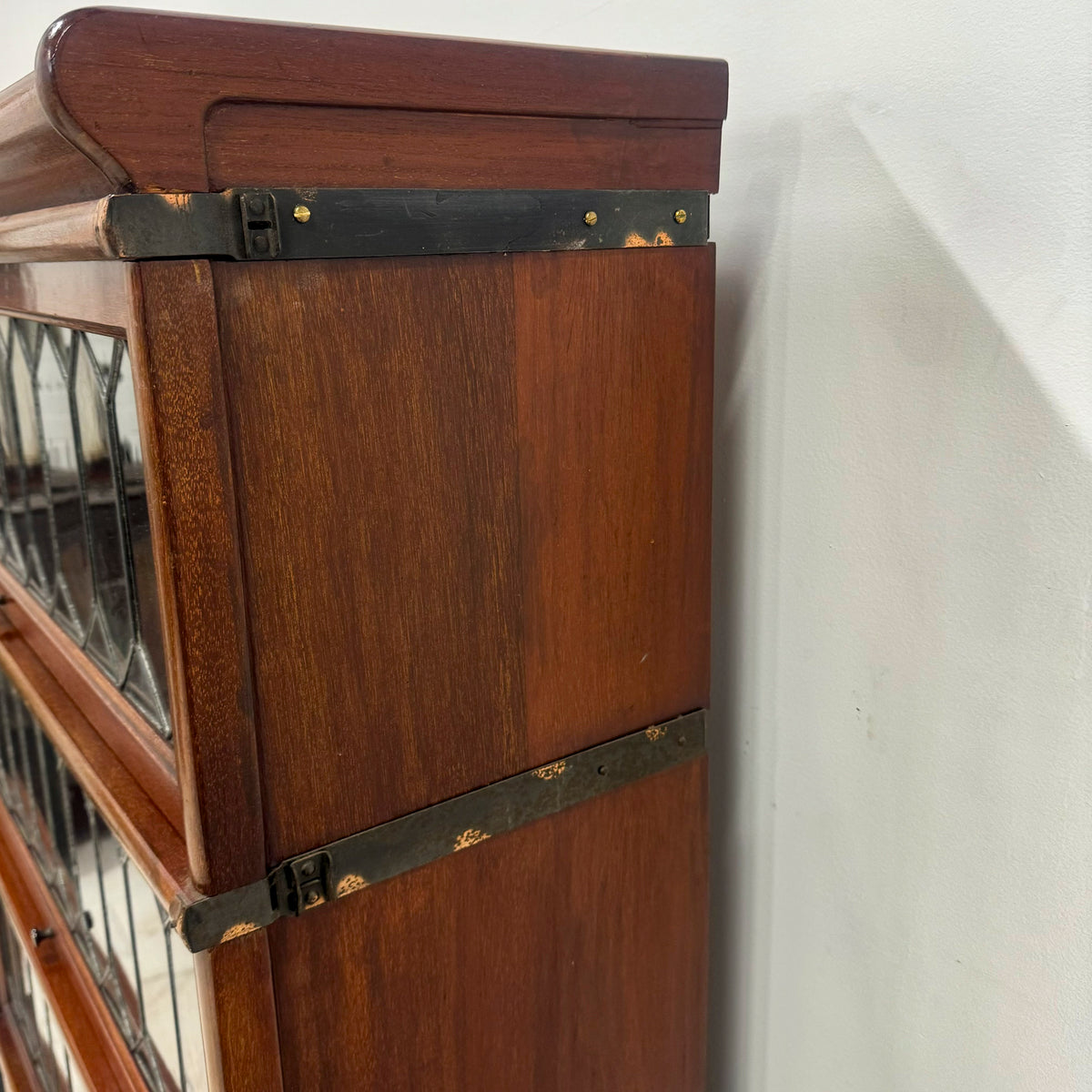 Antique Globe Wernicke Mahogany Leaded Glass Bookcase/Cabinet | The Architectural Forum