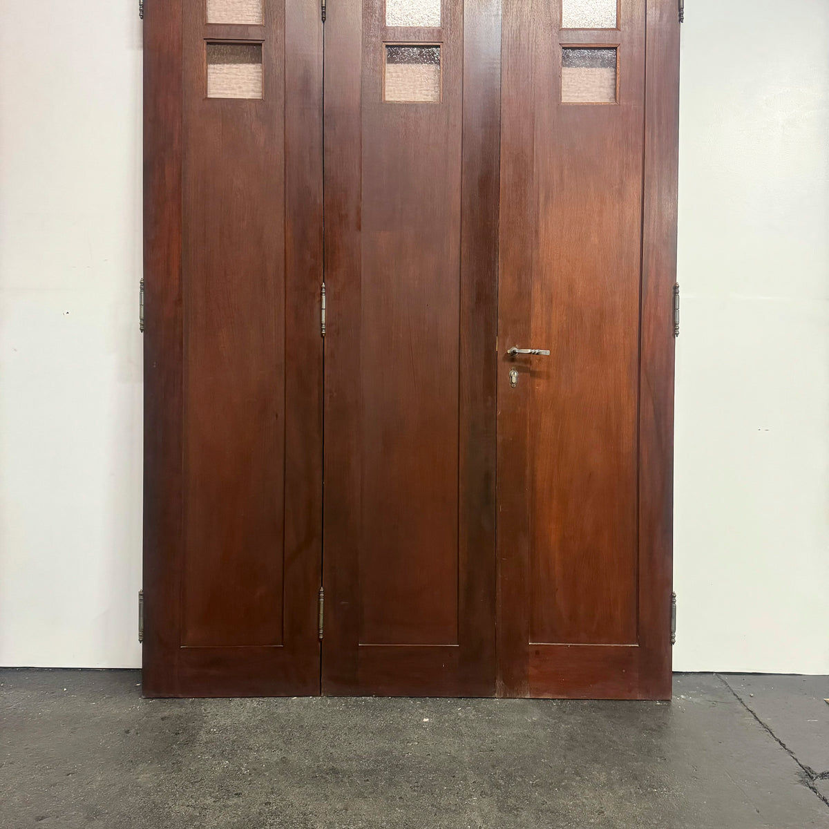 Antique Mahogany Glazed Tri-Fold Door - 235cm x 159cm | The Architectural Forum